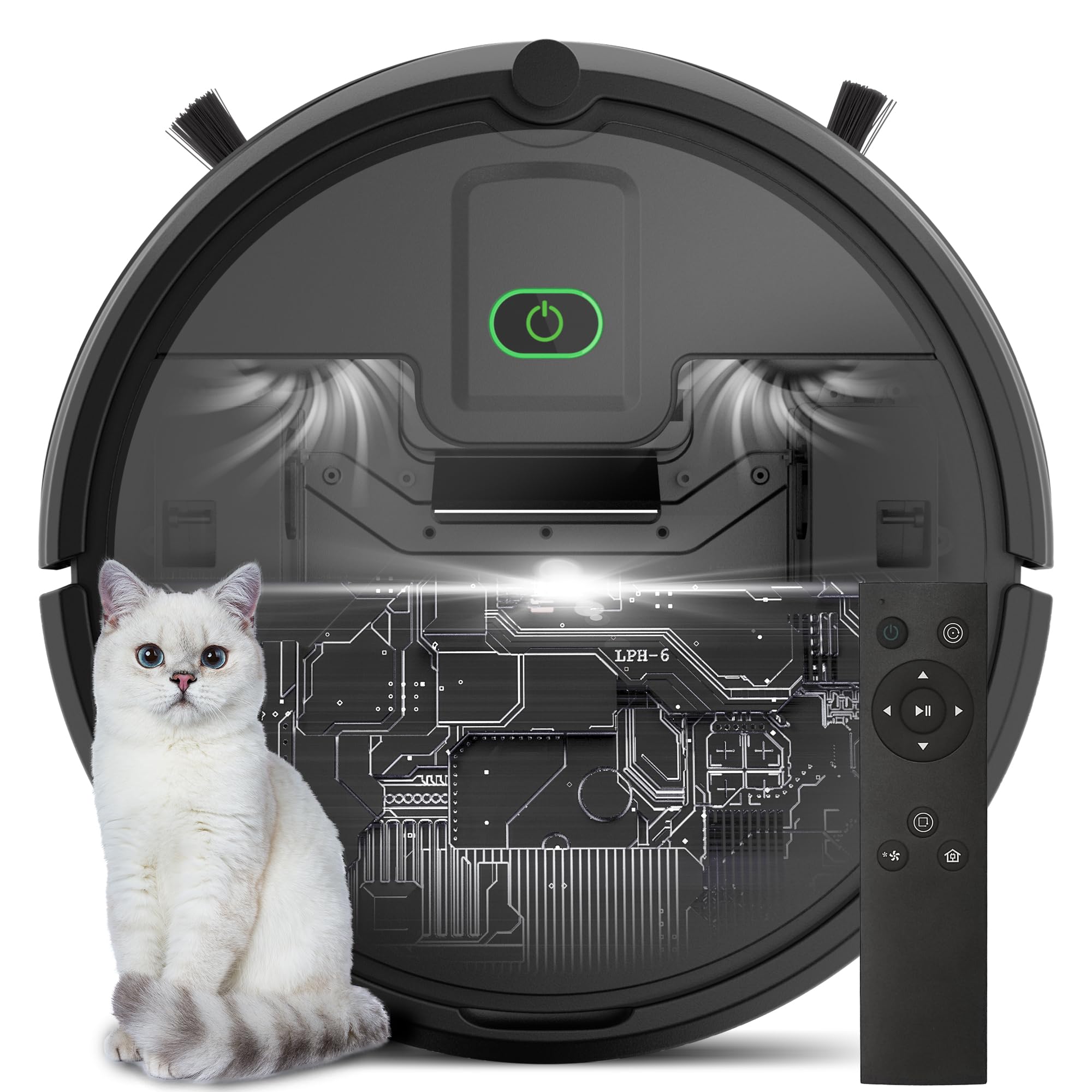 Upgraded Robot Vacuum, Robot Vacuum Cleaner 3500Pa Powerful Sunction with Remote Control,Automatic Self-Charging,Long Run Time,Slim&Quiet Robotic Vacuum Cleaner for Low-Pile Carpet Pet Hair