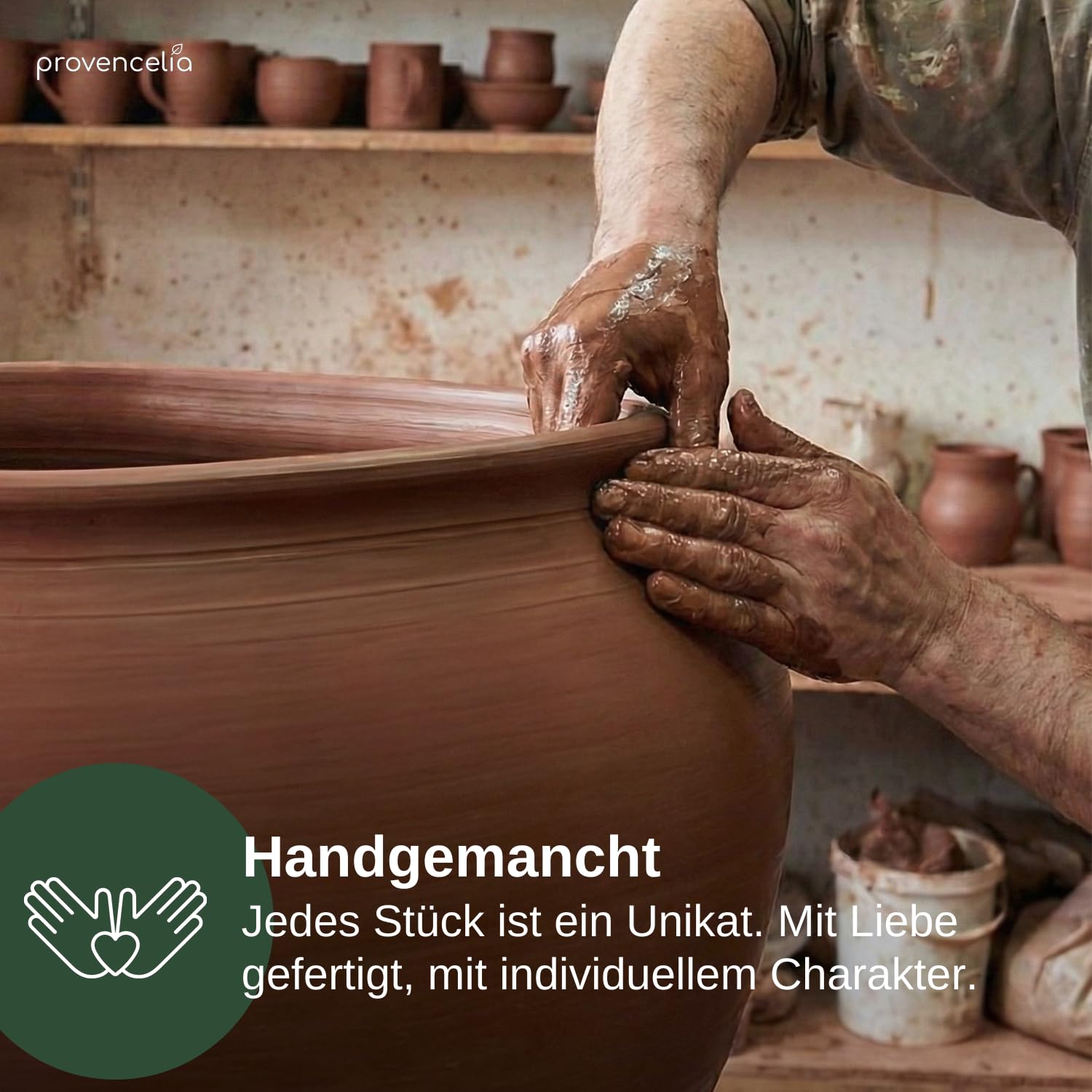 Poseidon Keramik Pflanzkübel Ø 36 x H 43 cm Wüstengelb — Pflanzgefäß groß frostbeständig handgefertigt glasierte Terrakotta Übertopf Garten Terrasse Balkon