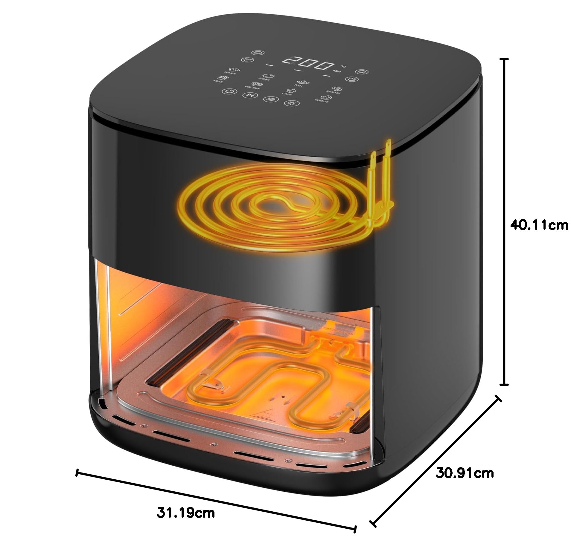 TERRAILLON – COOK&FRY XL 7L – Freidora sin aceite-freidora de aire – 2300 W – Doble resistencia para una cocción homogénea, sin PFAS – 8 programas – 80 °C a 200 °C – Pantalla LED táctil