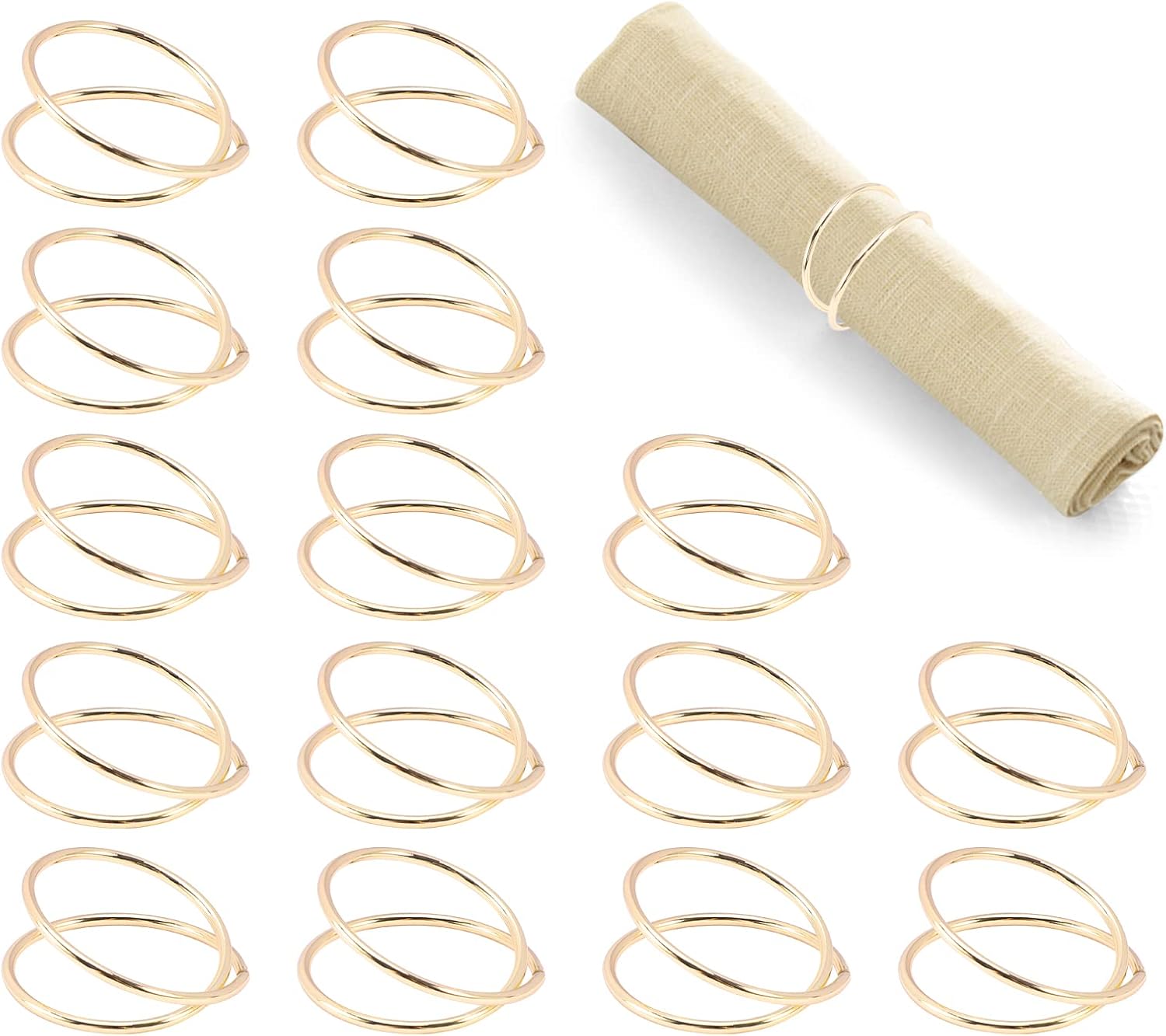 15pcs Napkin Rings Holders, Gold Spiral Napkin Rings