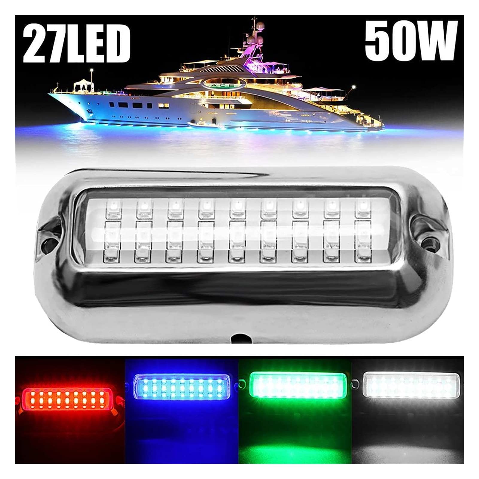 27. GUIDATO PONTOOM IN ACCIAIO INOSSIDABILE PUZZOLA ACQUISTA INDRESSO PONTOON BARCHE ACCESSORI BARCA LIGHT impermeabile marino luce Per la navigazione e la pesca(White)