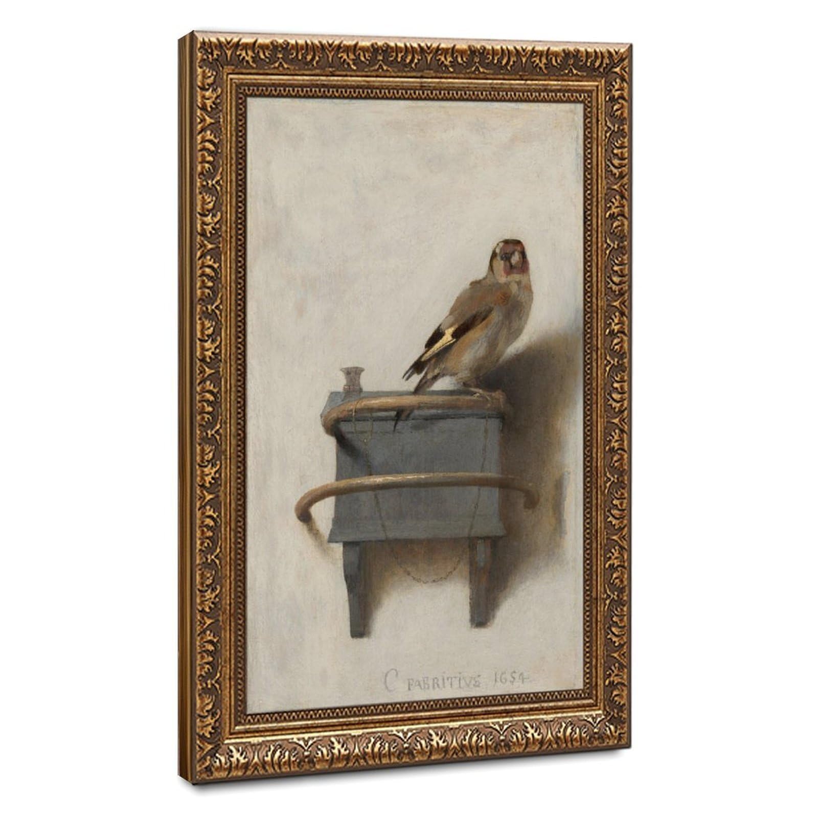WCYB The Goldfinch by Carel Fabritius Posters Prints Canvas Deco Paintings Wall Art Hangable Frame 20" L X 30" W