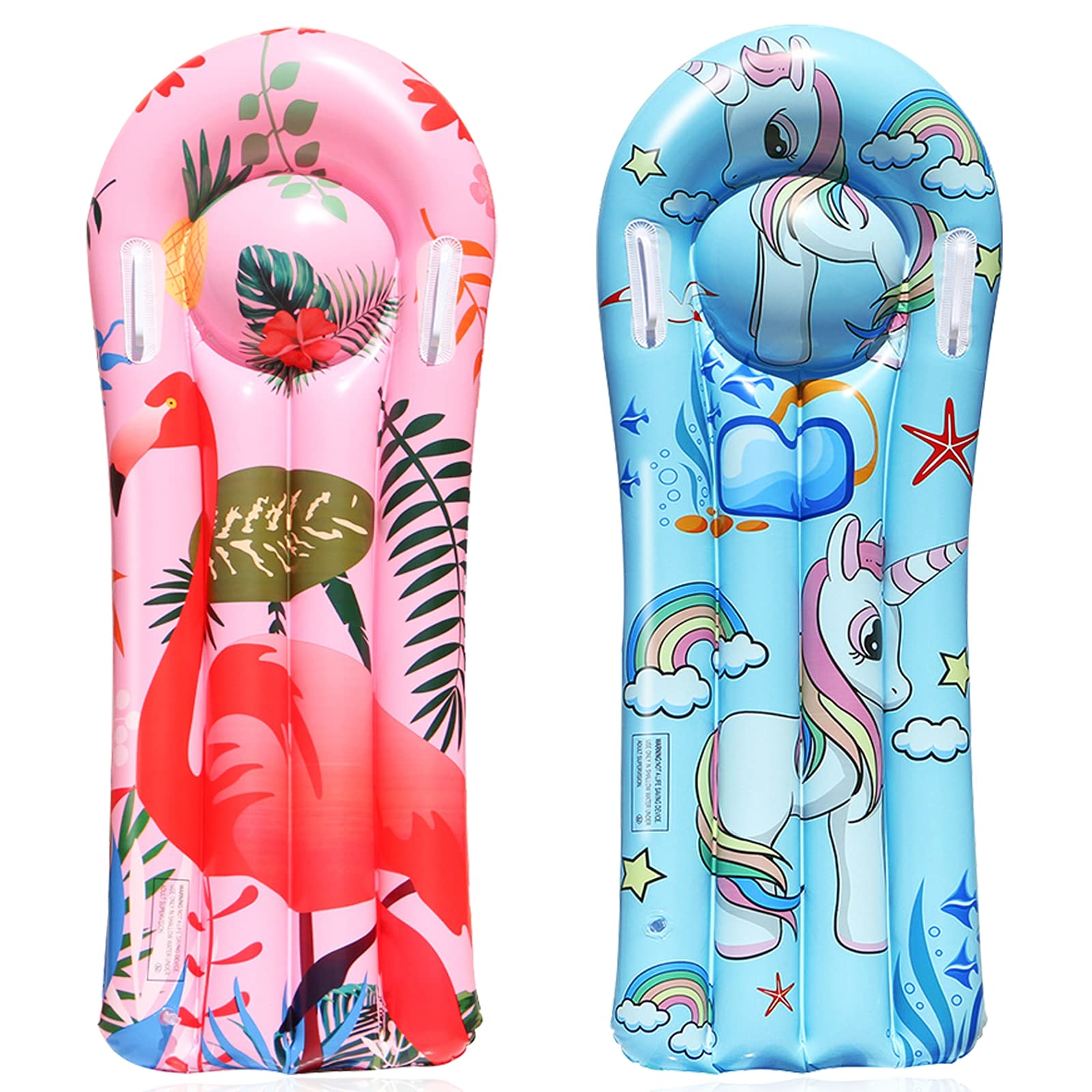 Buy 2 Pack Inflatable Flamingo Unicorn Boogie Boards Raft Pool Floats