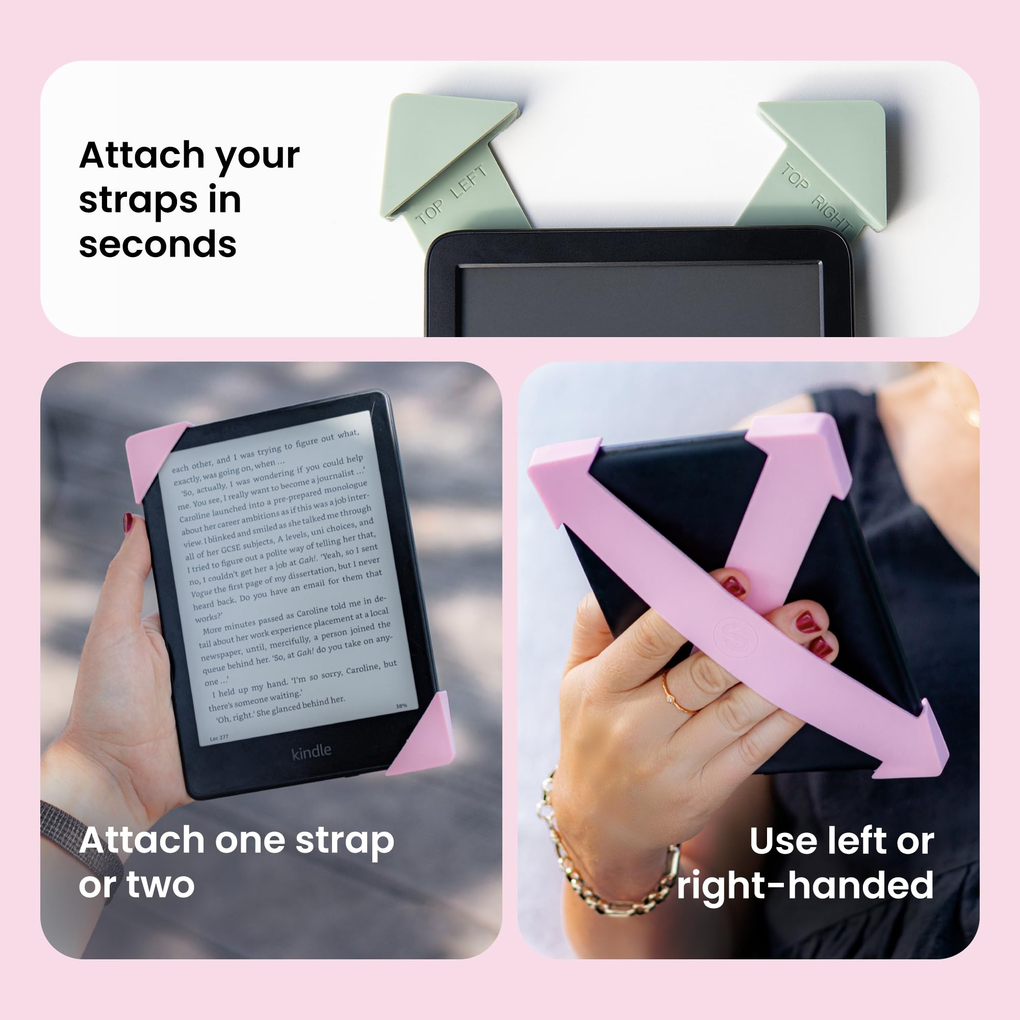 Strapsicle Hand Strap for Kindles & Kobos – Fits Paperwhite Gen 11/12 (6.8”/7”), Signature Edition – Colorsoft – 2 Pack – Large – Sage — view 8