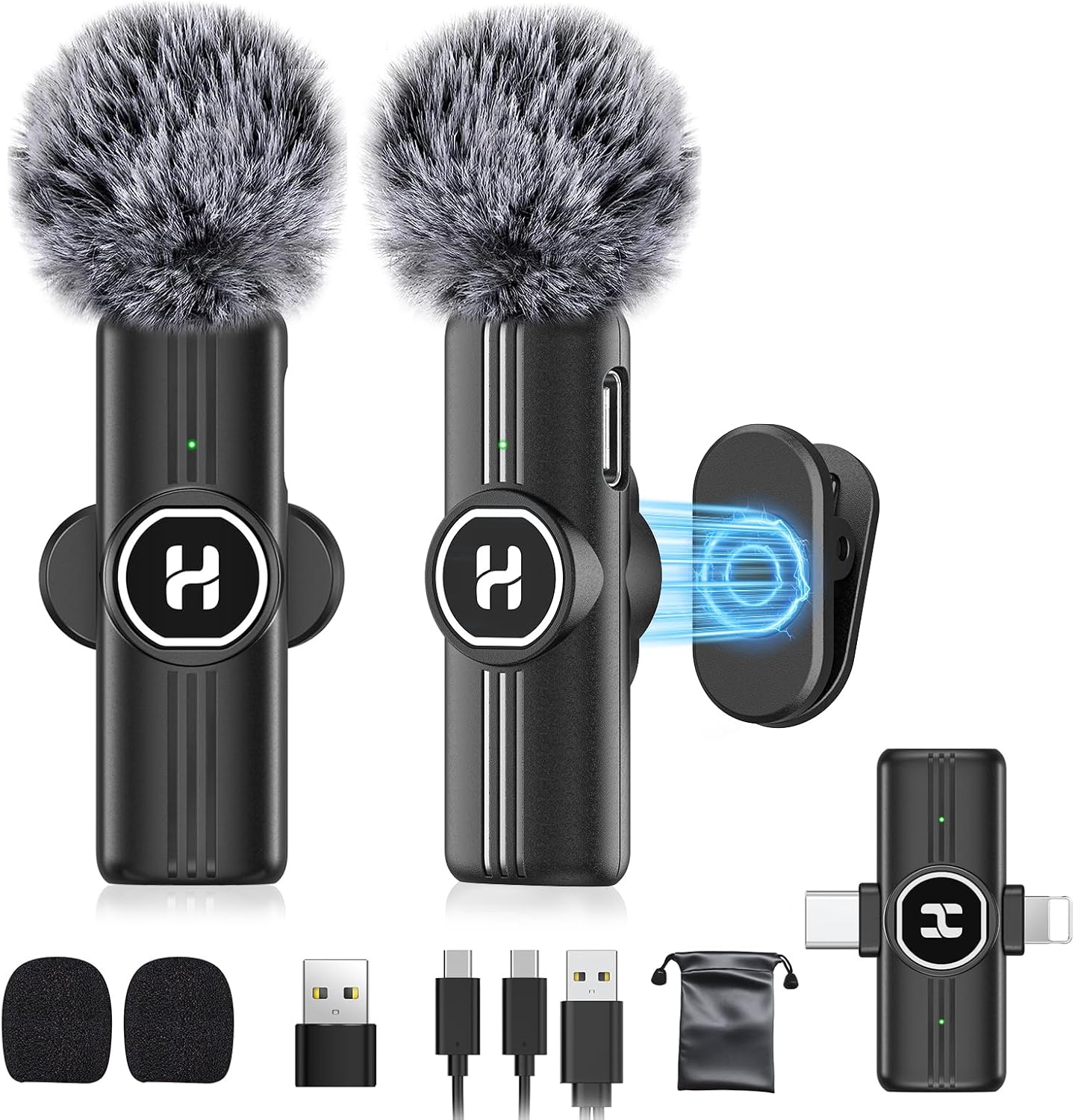 Mini Wireless Lavalier Microphone for iPhone, iPad, Android Phone – Noise Reduction Lapel USB C Bluetooth Mic for Recording, Clip on Omni Lav Mic for Video Recording, Tiktok, YouTube, Vlog