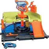 City Toy Track Set&comma; Downtown Express Car Wash Playset with 1&colon;64 Scale Vehicle&comma; Foam Roller & Drying Flaps