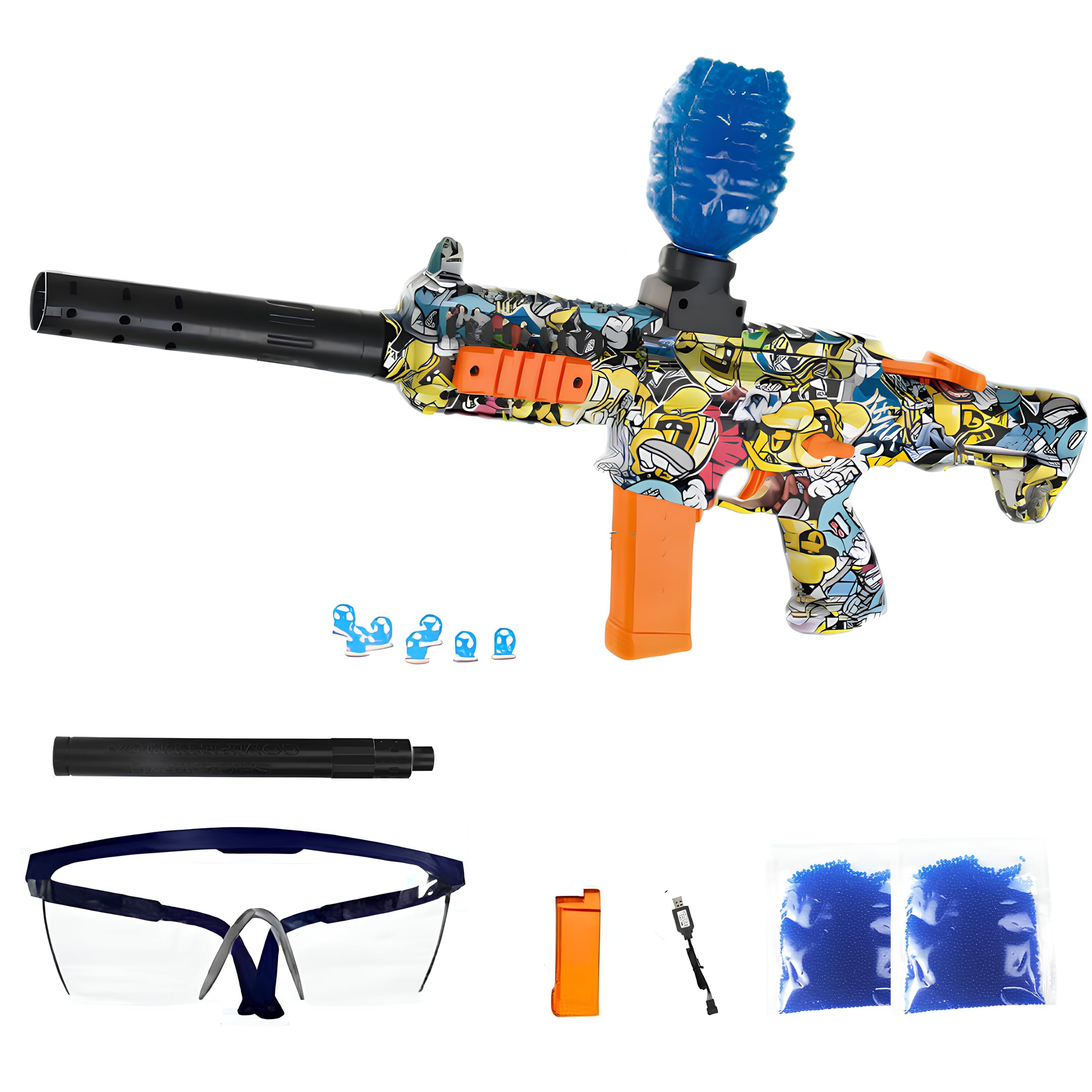 Gel Blaster Gun ARP9 – Pistolet à Bille Eau Electrique Automatique – 20000 Balles et Lunettes – Watersoft Puissant Fusil Arme Mitraillette - Adulte Gelfire Water Gun (Multicolor)