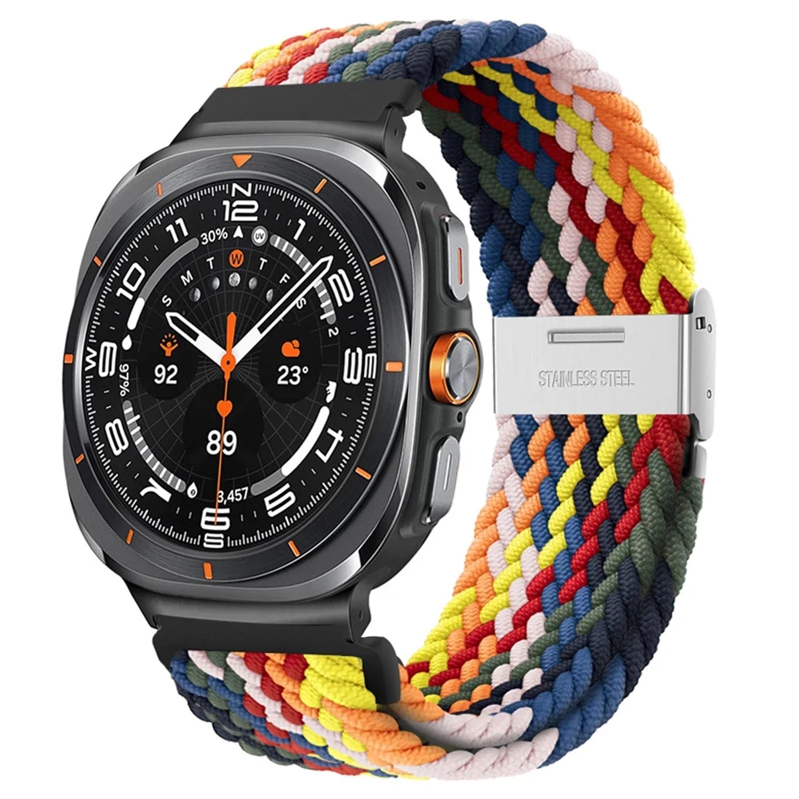 ZUC Para Galaxy Watch Ultra 47 mm Correas de reloj Nylon Elástico Trenzado Solo Loop Correa Pulsera