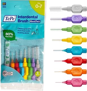 TePe Interdentalbürste Gemischt ISO-Größe 0-7 (0,4-1,3 mm) / Für eine einfache und gründliche Reinigung der Zahnzwischenräume / 1 x 8 Interdentalbürsten