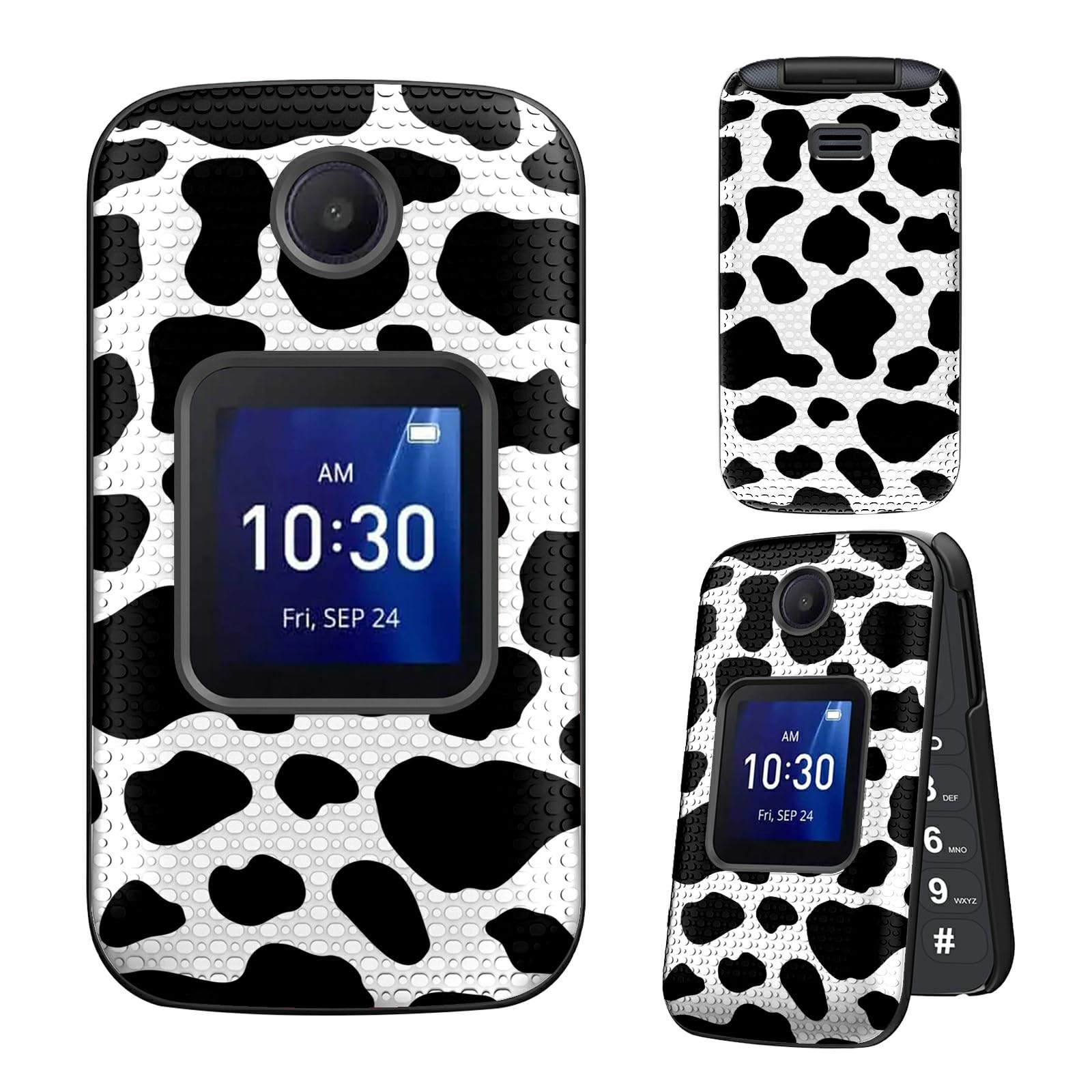 Dikoer for Alcatel Go Flip 4/TCL Flip Pro Case with Tempered Glass Screen Protector - Heavy Duty Dual Layer Rugged Shockproof Protective Cover - Cow