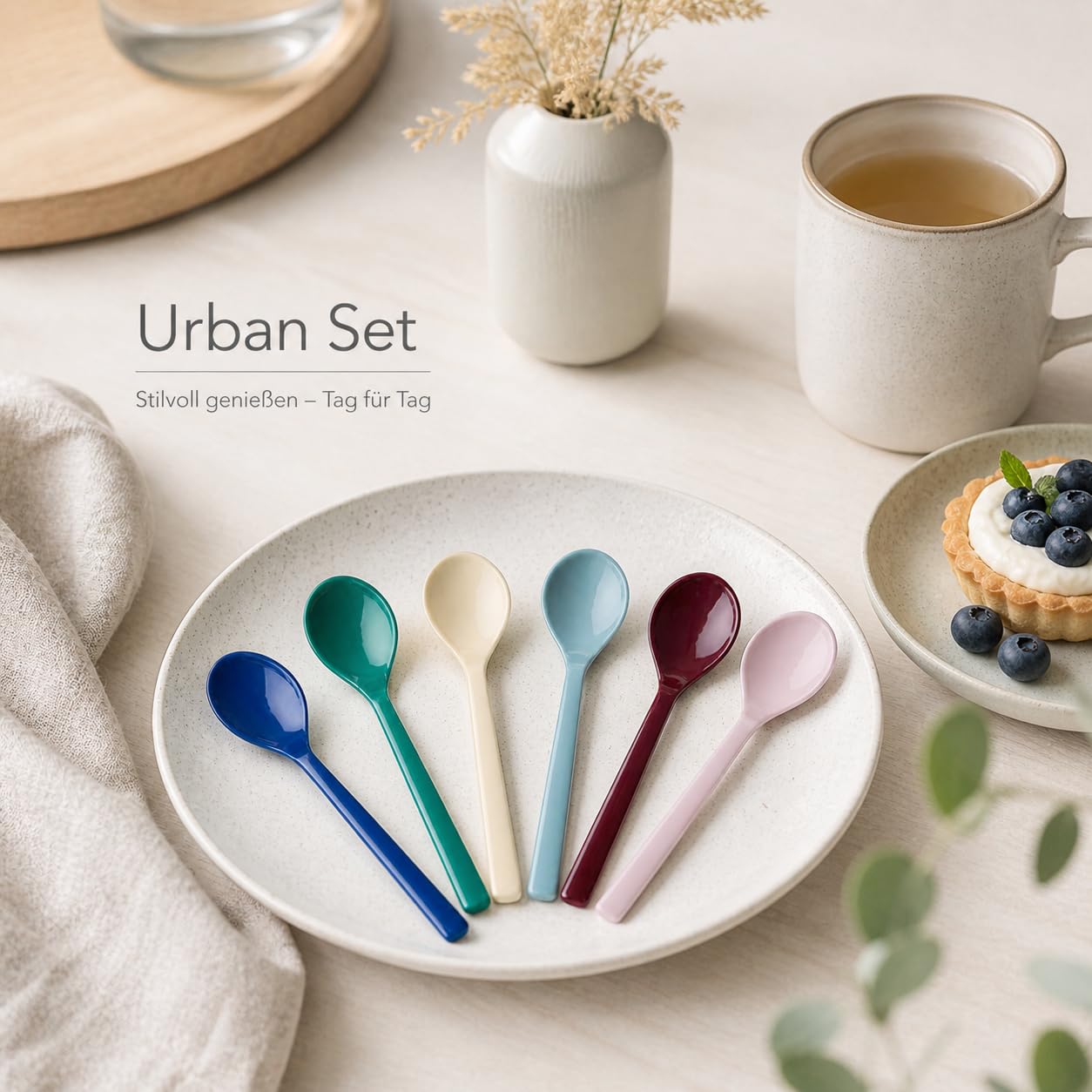 RICE Melamina łyżeczki do herbaty Urban Colors zestaw 6 sztuk