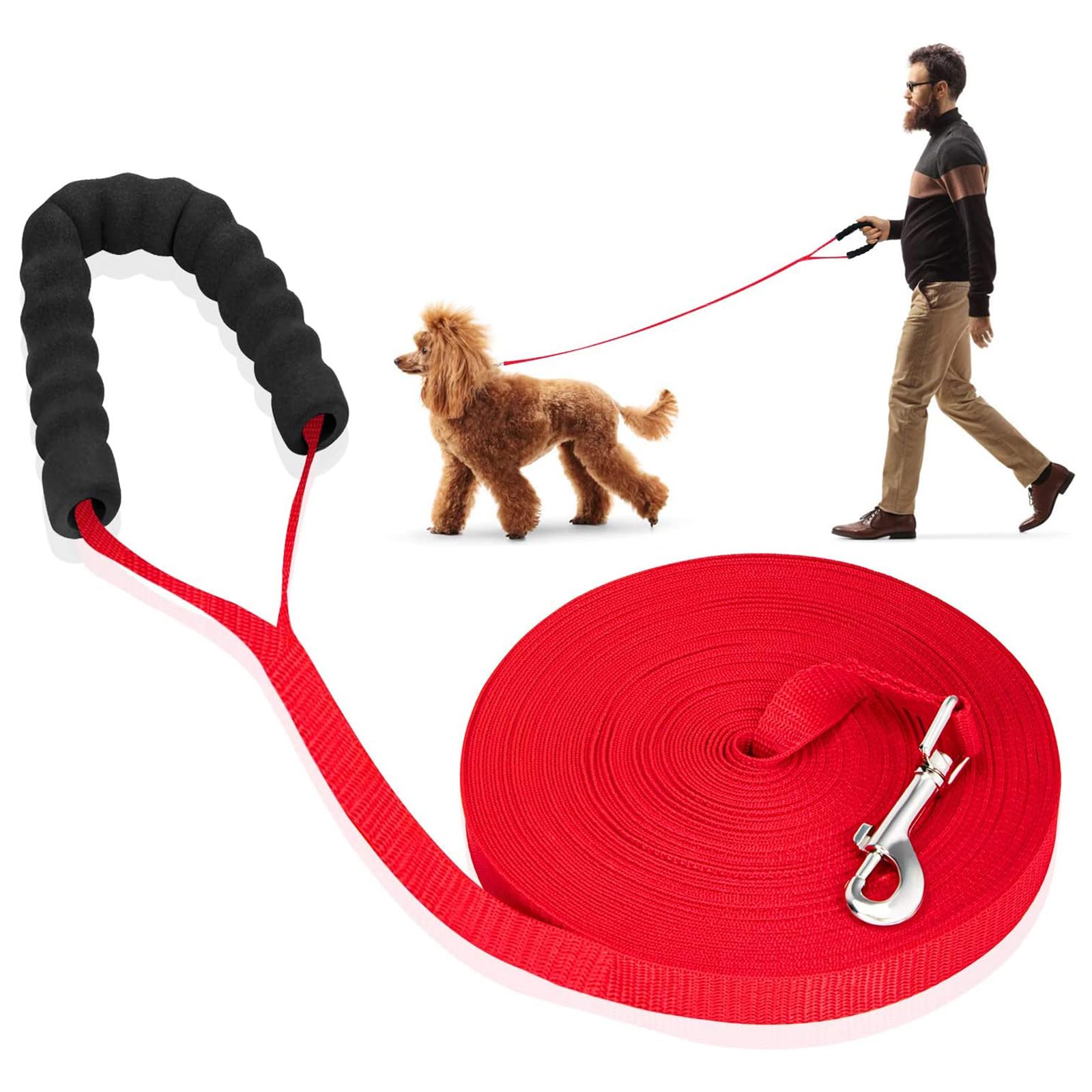 Mainiusi Correa de entrenamiento para perros de 30 m de largo, 30 m de largo, de línea larga, 50 m, correa de entrenamiento para recordar perros, 30 metros, para acampar, seguimiento, entrenamiento,