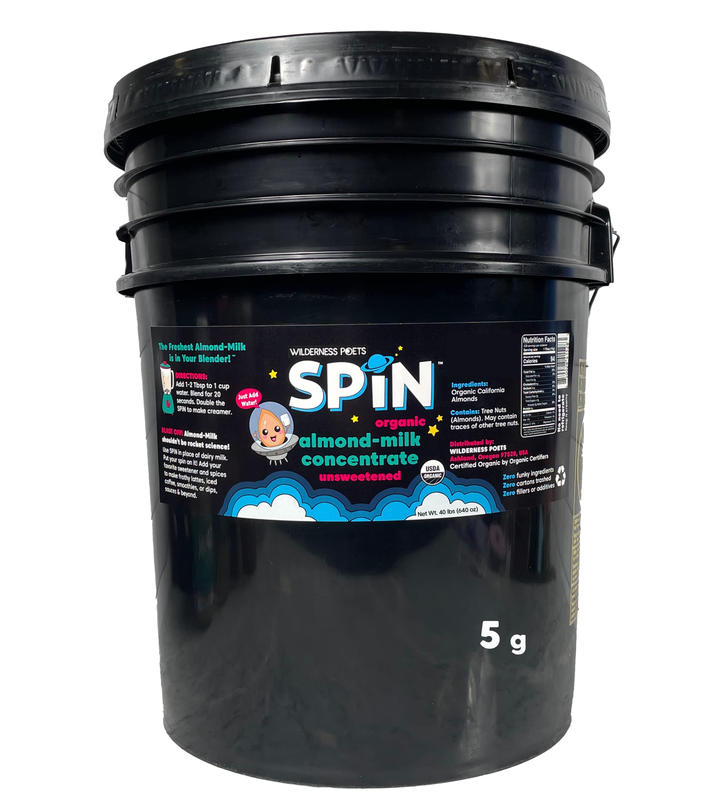 Wilderness Poets SPiN Organic Almond Milk Concentrate Unsweetened - Make Almond Milk or Non-Dairy Creamer for Coffee Tea