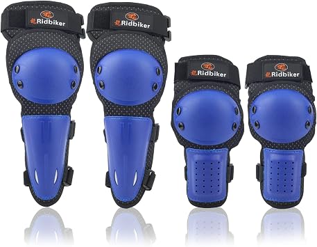 RIDBIKER Motocross Knee Shin Guard for Kids Youth Anti-Slip 2 in 1 Protector Elbow Pads Adjustable Dirt Bike Gear Motorcycle Armor Set