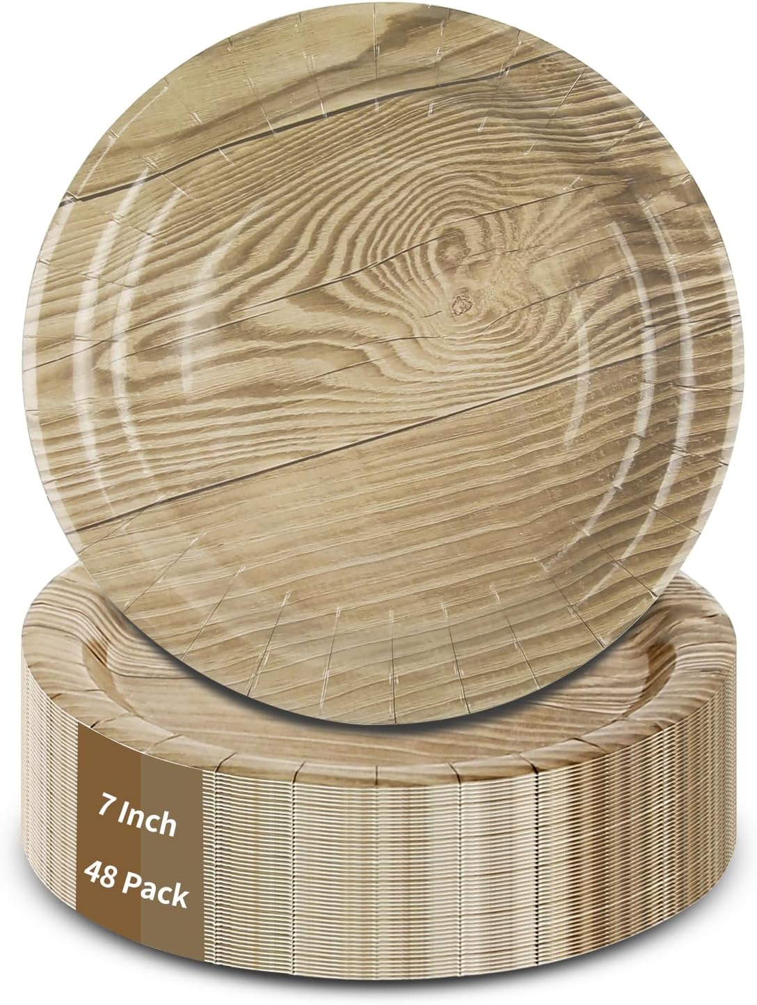 AnyDesign 24Pcs Easter Paper Plates Bow Bunny Rabbit