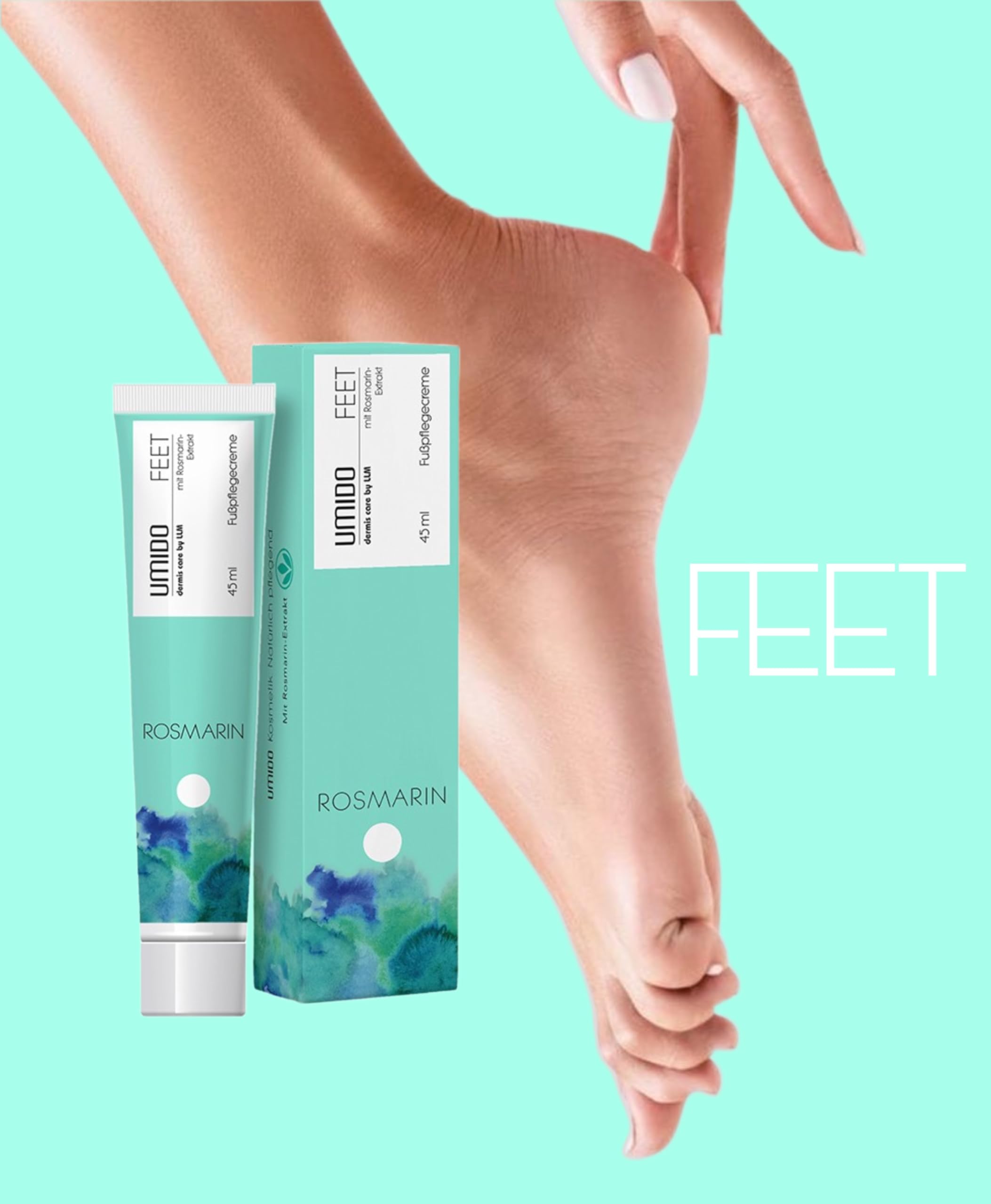 72x UMIDO Fuß-Creme 45 ml Rosmarin-Extrakt | Fußbalsam | Fußlotion | Pflegecreme | Fußpflegecreme