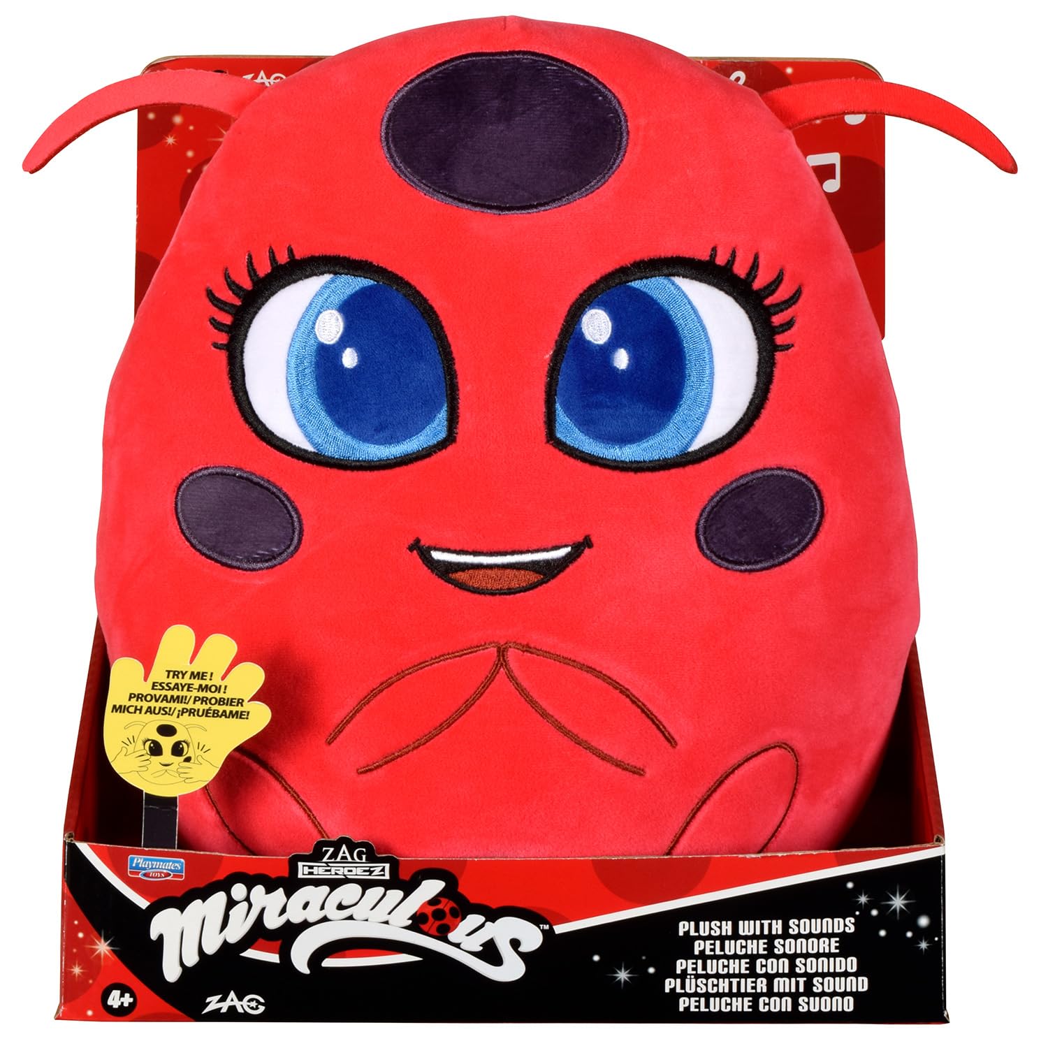 BANDAI - Miraculous - Tikki Plush Toy with Features - Official License - Talking Kwami Toy Ladybug - Ladybird Kwami Tikki Plush Toy - Toy from 4 Years - P50711