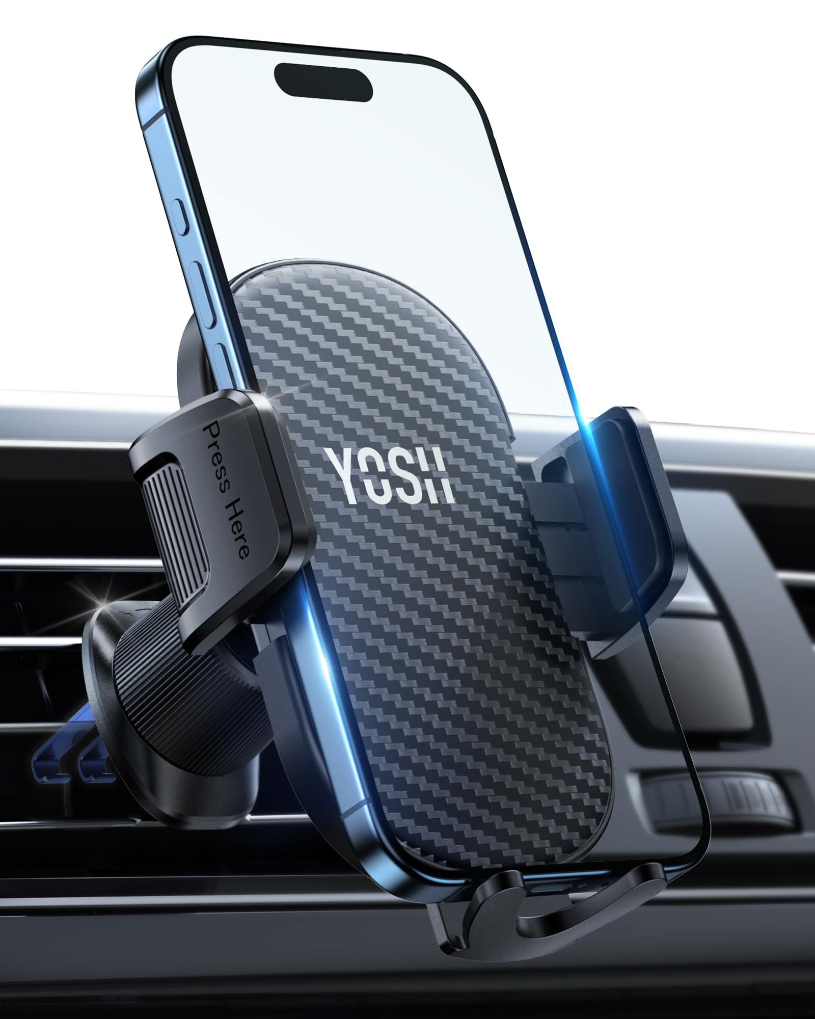 YOSH Uchwyt samochodowy na telefon wentylacyjny, ulepszony metalowy uchwyt na telefon z podwójnym zamkiem, uchwyt na odpowietrznik do iPhone'a 16 15 14 13 12 11 Pro Max Plus Samsung S24 S23 S22 S21
