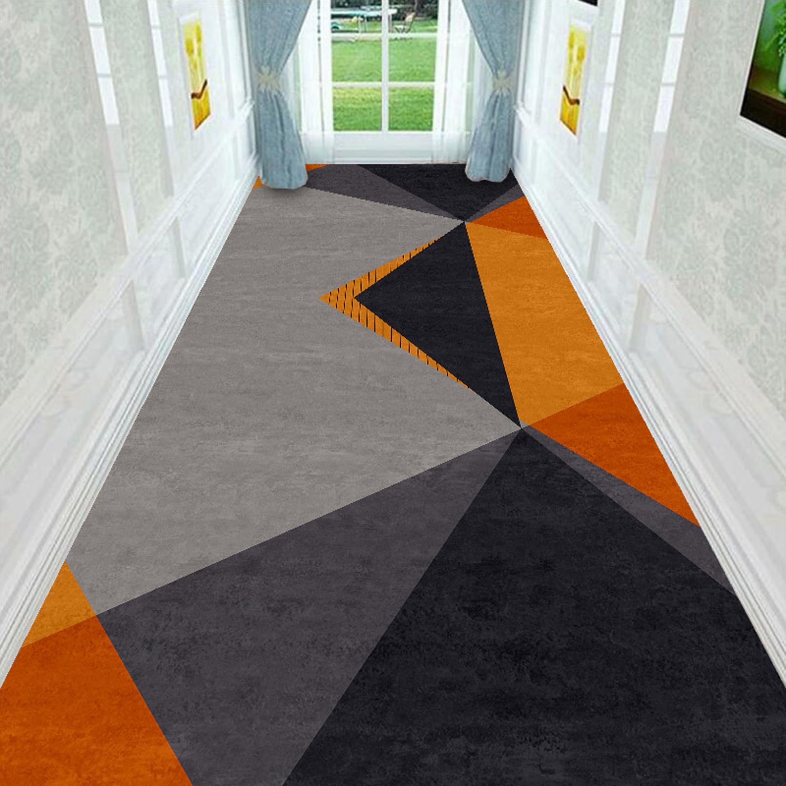 Tapis de couloir rectangulaire AZMANI lavable et antidérapant de 1.2m x 2m pour maison