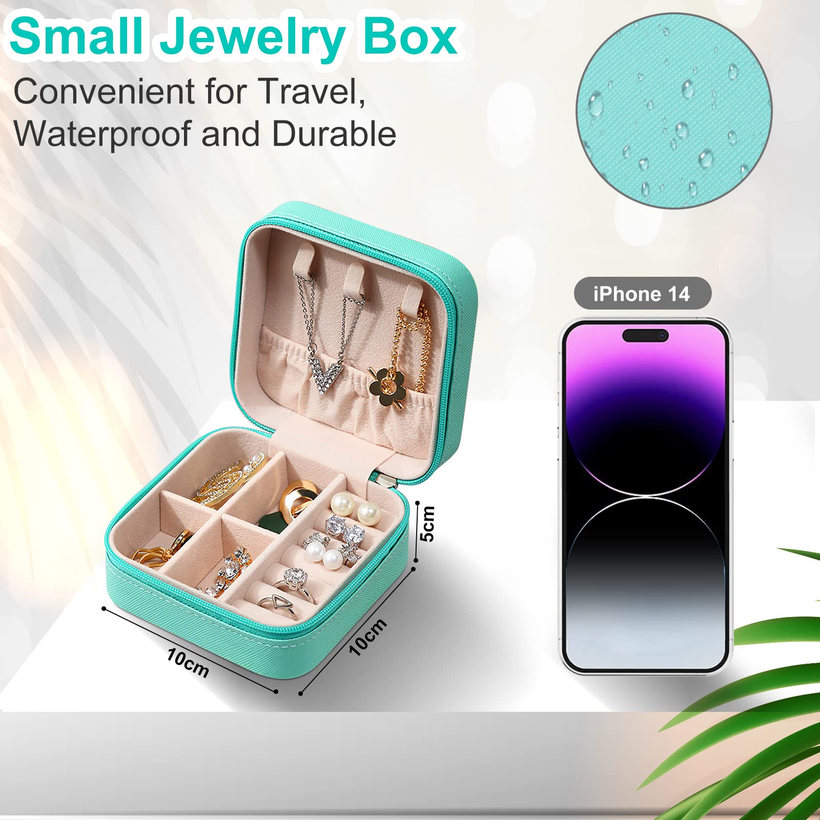 Eucomir Portagioie Donna,Piccolo Portagioie Organizzatore di Portagioie da Viaggio in Pelle PU,Scatole Portagioie Portatile Organizzatore per Riporre Orecchini/Anelli/Collane(10x 10x 5CM,Blu