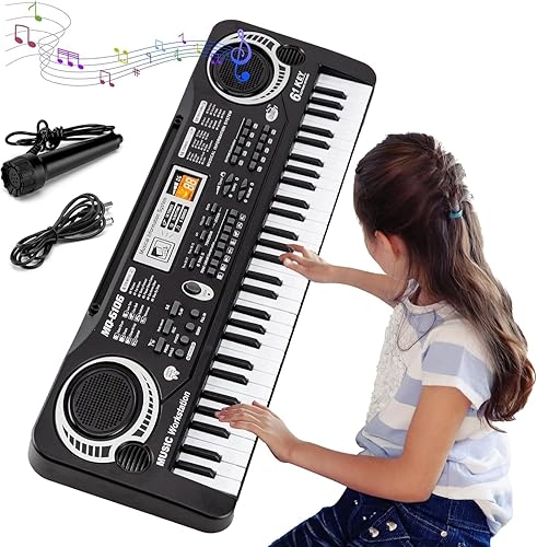 Teclado de piano de 61 teclas para niños, juguete musical electrónico para principiantes, 16 tonos, 10 ritmos, 6 demostraciones, grabación