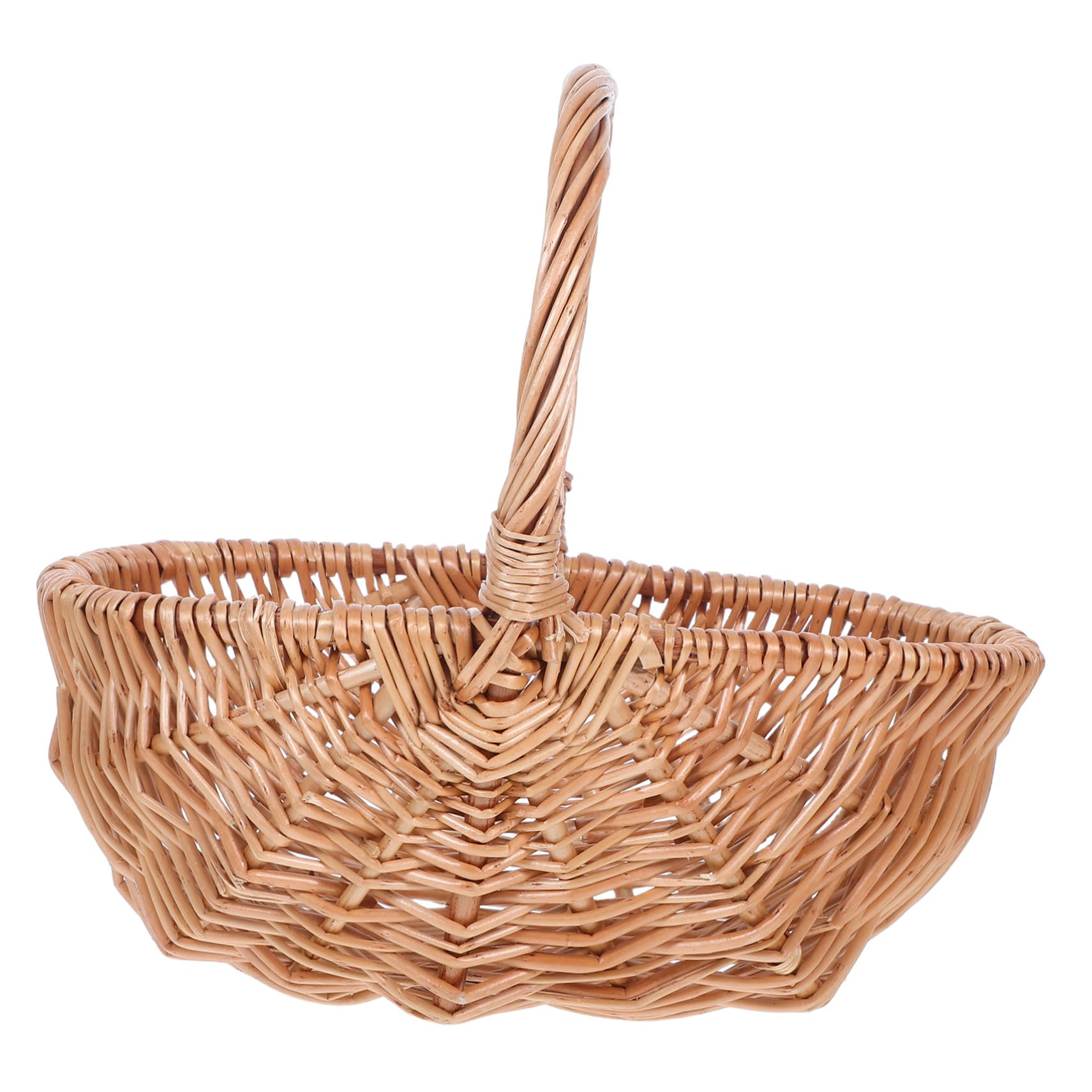GALPADA Cesta de Picnic de Mimbre Tejida a Mano Pequeña 27 Cm para Frutas Verduras y Huevos Portátil Ligera para Camping y Picnic al Aire Libre