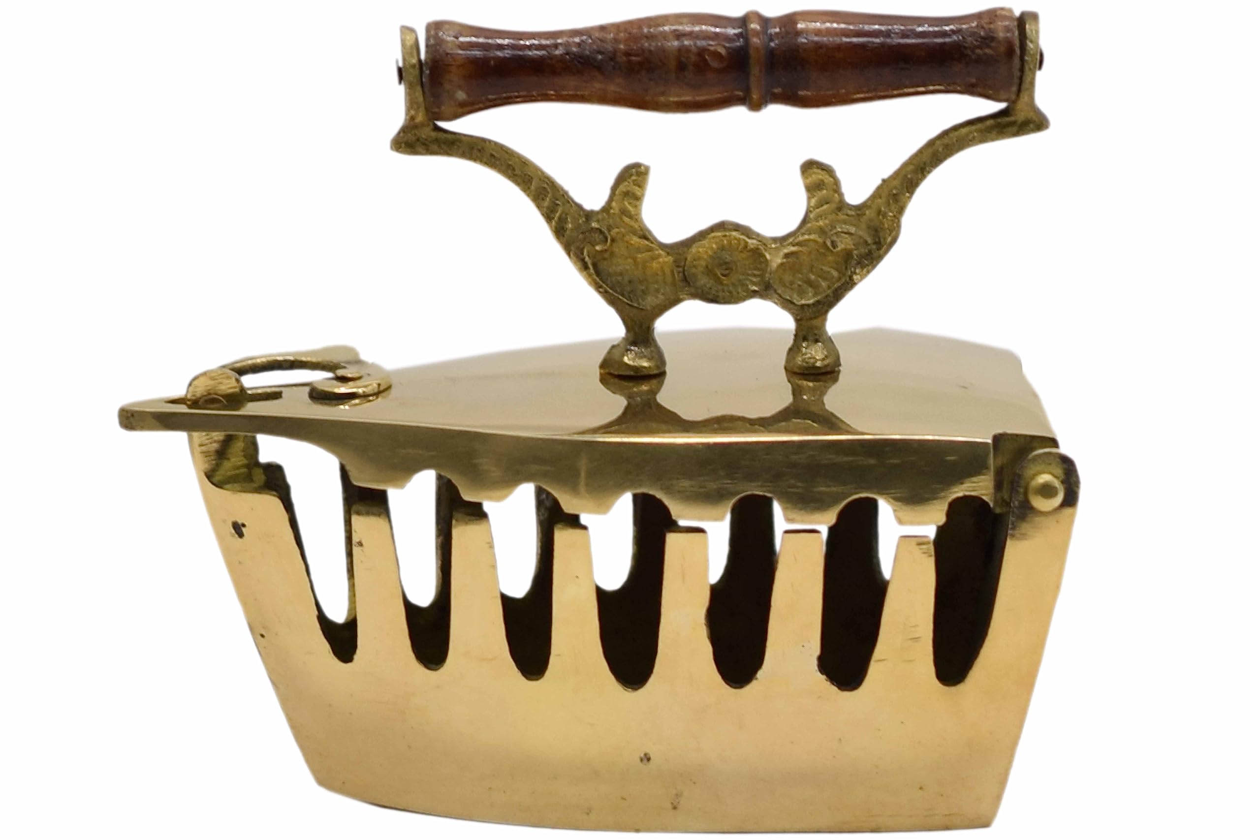 TRISHVAR Brass Decorative Press Shaped Ashtray Antique Design Table Top Showpiece/Collectable/Home Decor/Gift For Cigarette Smoking With Wooden Polished Handle (4 inch x 4 inch x 2 inch)-image-18