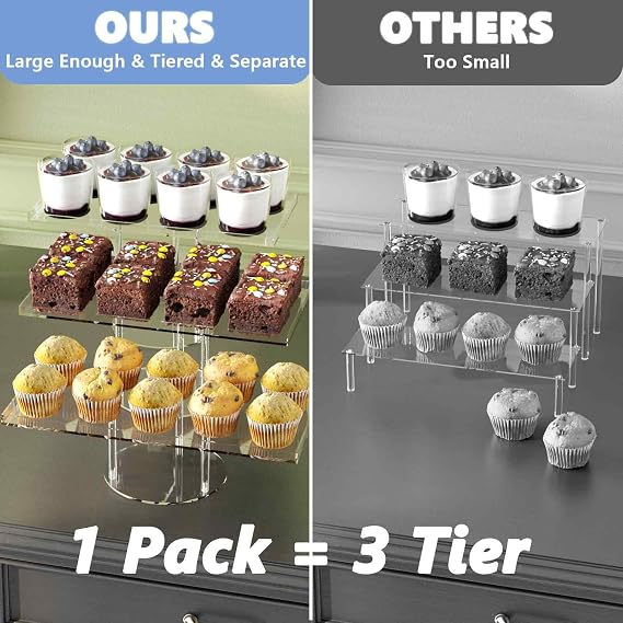 Neatsure 6 Tier Dessert Table Display Set, Clear Acrylic Cupcake Stand Buffet Risers for Pastry Cookie Cake, Tiered Food Display Tier Platter Serving Trays for Wedding Birthday Party Baby Shower