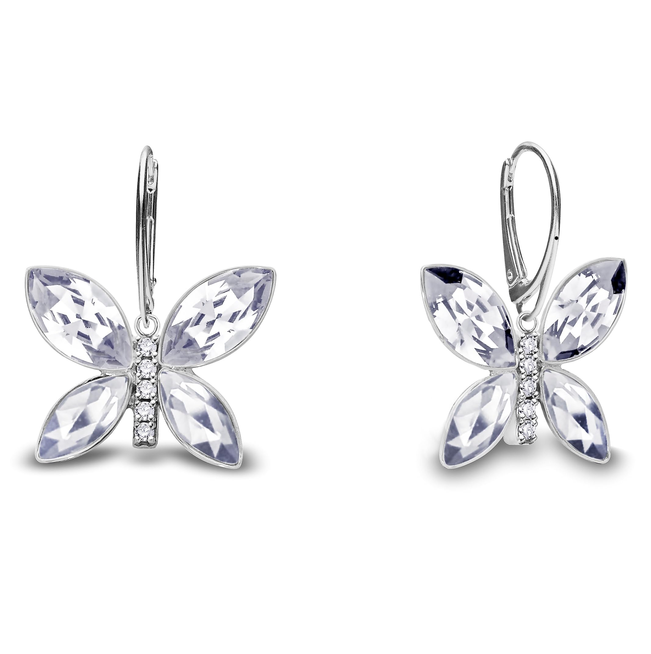 Boucles d'oreilles argent Spark Imago en papillon avec cristaux