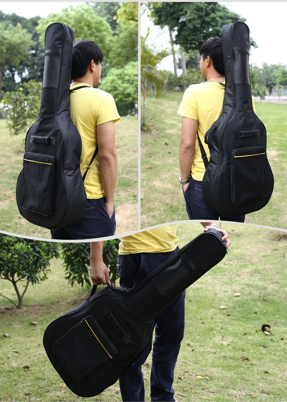 Housse De Guitare Étanchée 38-41 Pouces – Sac De Transport Oxford Robuste Avec Bretelles Réglables Et Poches, Protection Imperméable Pour Guitare Acoustique/Classique/Folk – Noir