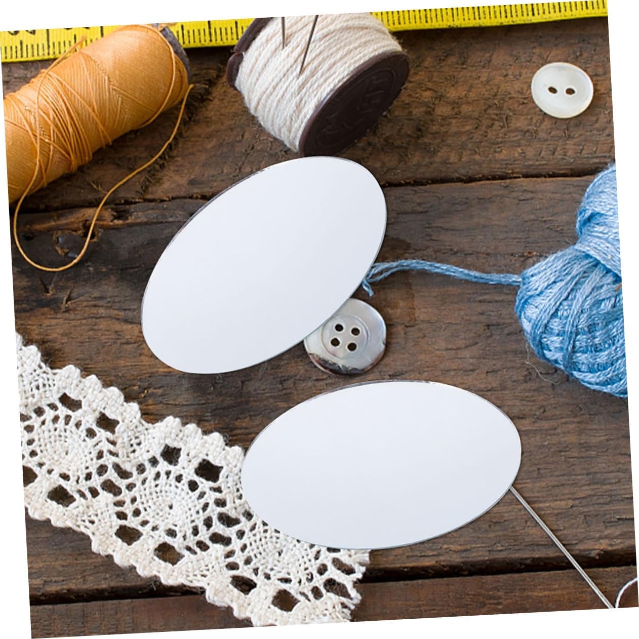 VICASKY 10Pcs Small Oval Glass Mirror Tiles for DIY Craft Display image 3