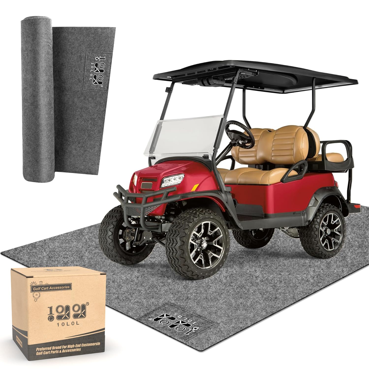 10L0L Golf Cart Premium Garage Floor Mat-Waterproof Anti-Slip Thickened Mat for Golf Cart Motorcycle Mower ATV UTV Parking Mat-106in x 59in