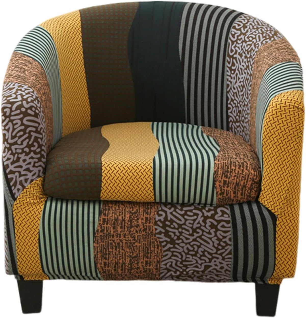 KRFOONN Club Chair Slipcover 2 Piece Stretch Printed Round Barrel Chair Covers Removable Tub Chair Slipcover with Elastic Bottom Chair Coverings Furniture Protector Cover for Living Room, B45