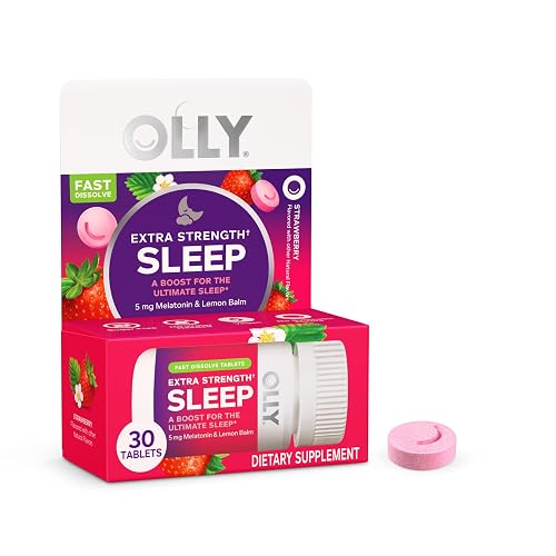 OLLY Extra Strength Sleep Fast Dissolve Tablets, 5mg Melatonin, Vegan,