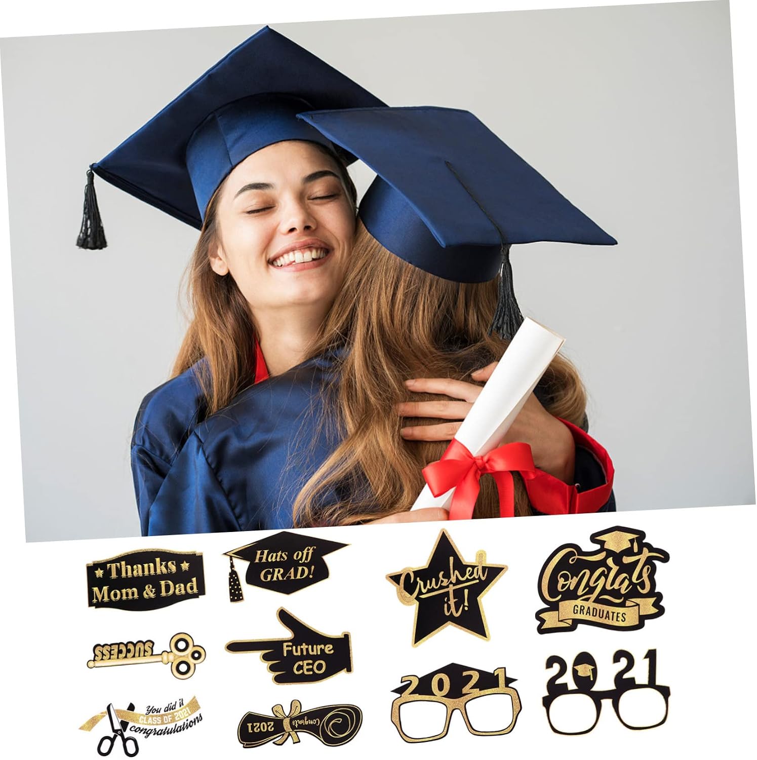 20pcs Graduation Photo Props Photo Booth Decorations 2021 Graduation Party Supplies