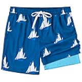 Men's Swim Trunks，Mesh Lining Quick Dry with Pockets Beach Shorts Hawaiian