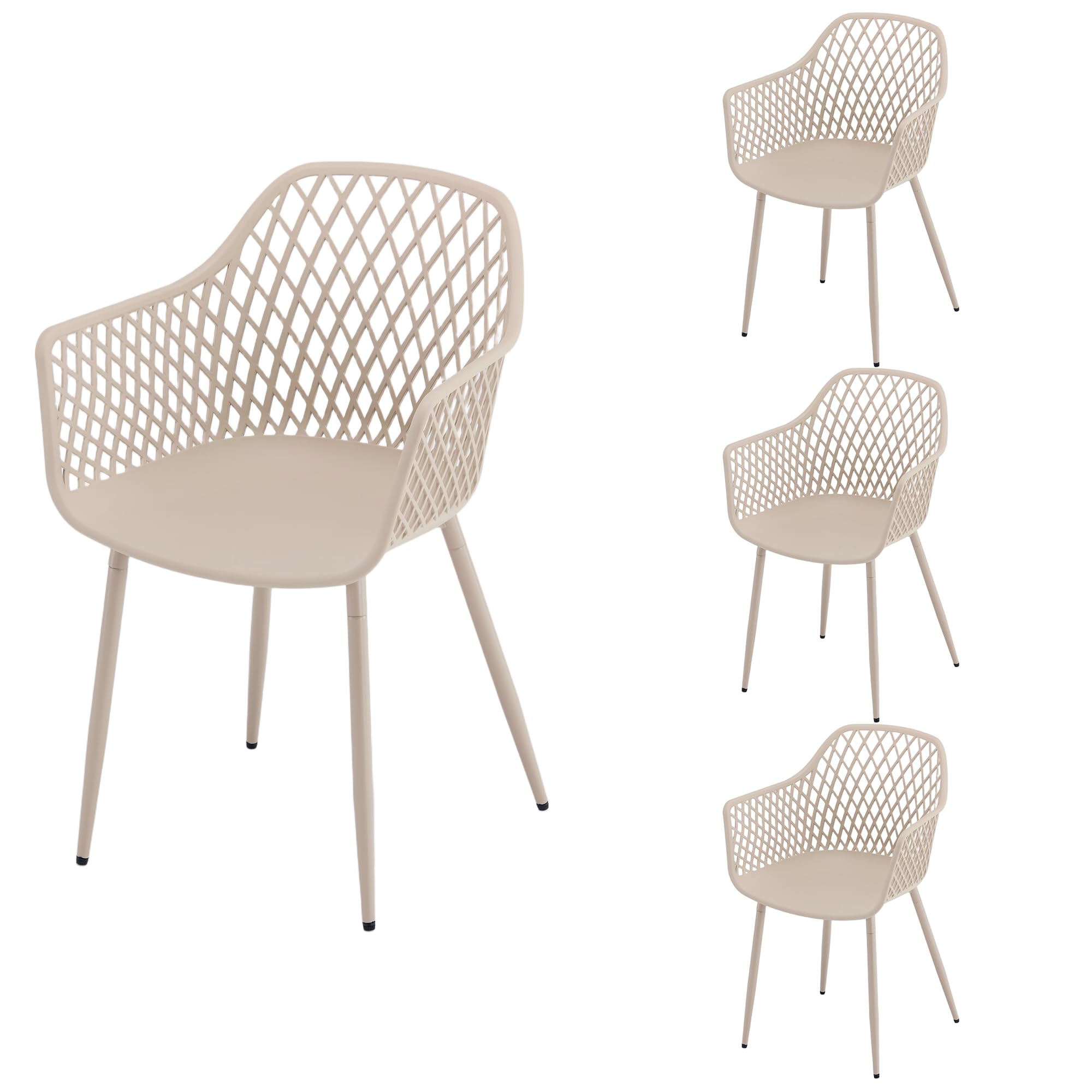 Pack de 4 Sillas de Jardín Impermeables Sillas de Terraza Caqui