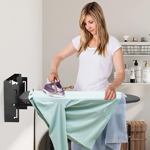 Miniatura 6 de Tabla de planchar montada en la pared, ajuste de altura de 36 x 12 pulgadas, tabla de planchar plegable para montaje en pared, tabla de planchar que