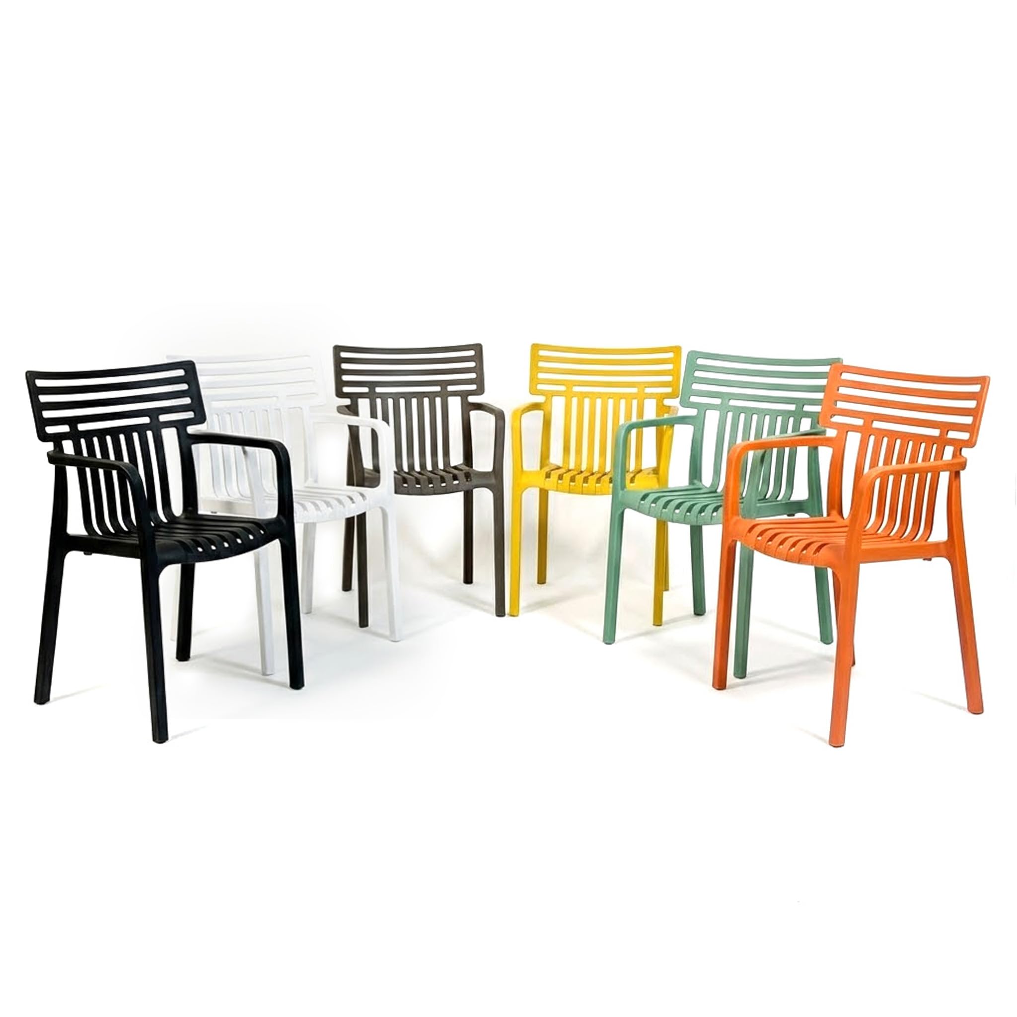 Floordirekt Chaise de jardin Sitwell avec accoudoirs - Chaise design empilable - Anthracite - Résistante aux intempéries et aux UV - Charge maximale : 200 kg - Pour balcon, terrasse et jardin