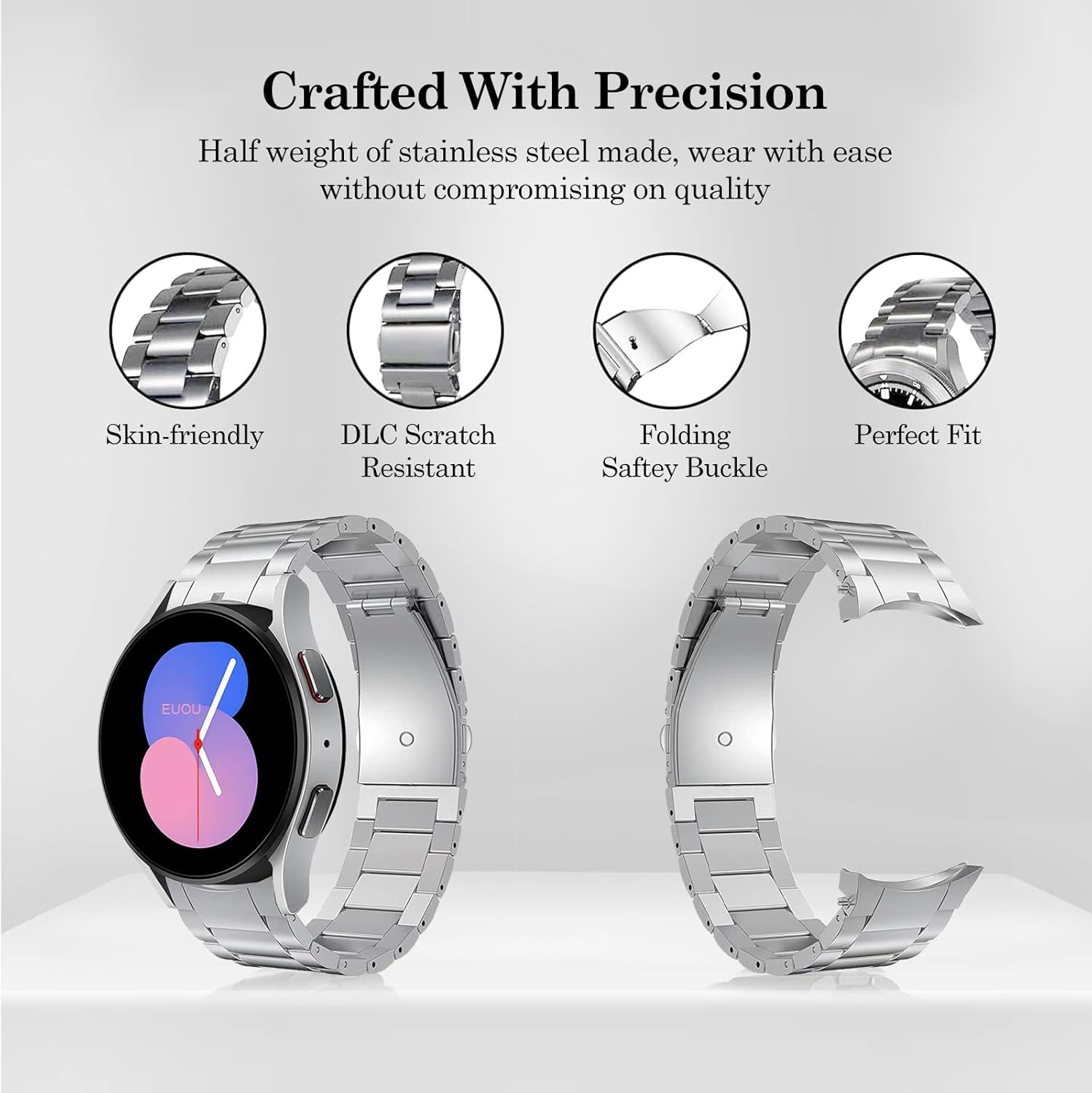 20mm Titanium Bands for Samsung Galaxy Watch 7 Band,No Gap Titanium Metal Adjustable Strap for Galaxy Watch FE/7/6/5/5 Pro/4/6 Classic/4 Classic