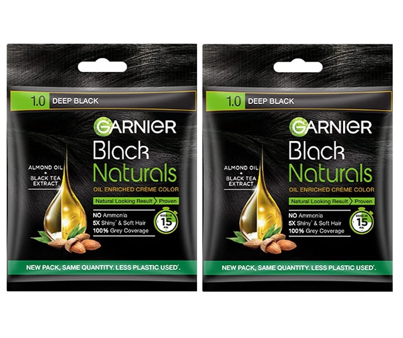 GARNIER Deep Black Hair Colour Crème 1.0 | Full Grey Coverage with Conditioning & Natural Shine | 20g + 20ml (Pack OF 2)-picture-36