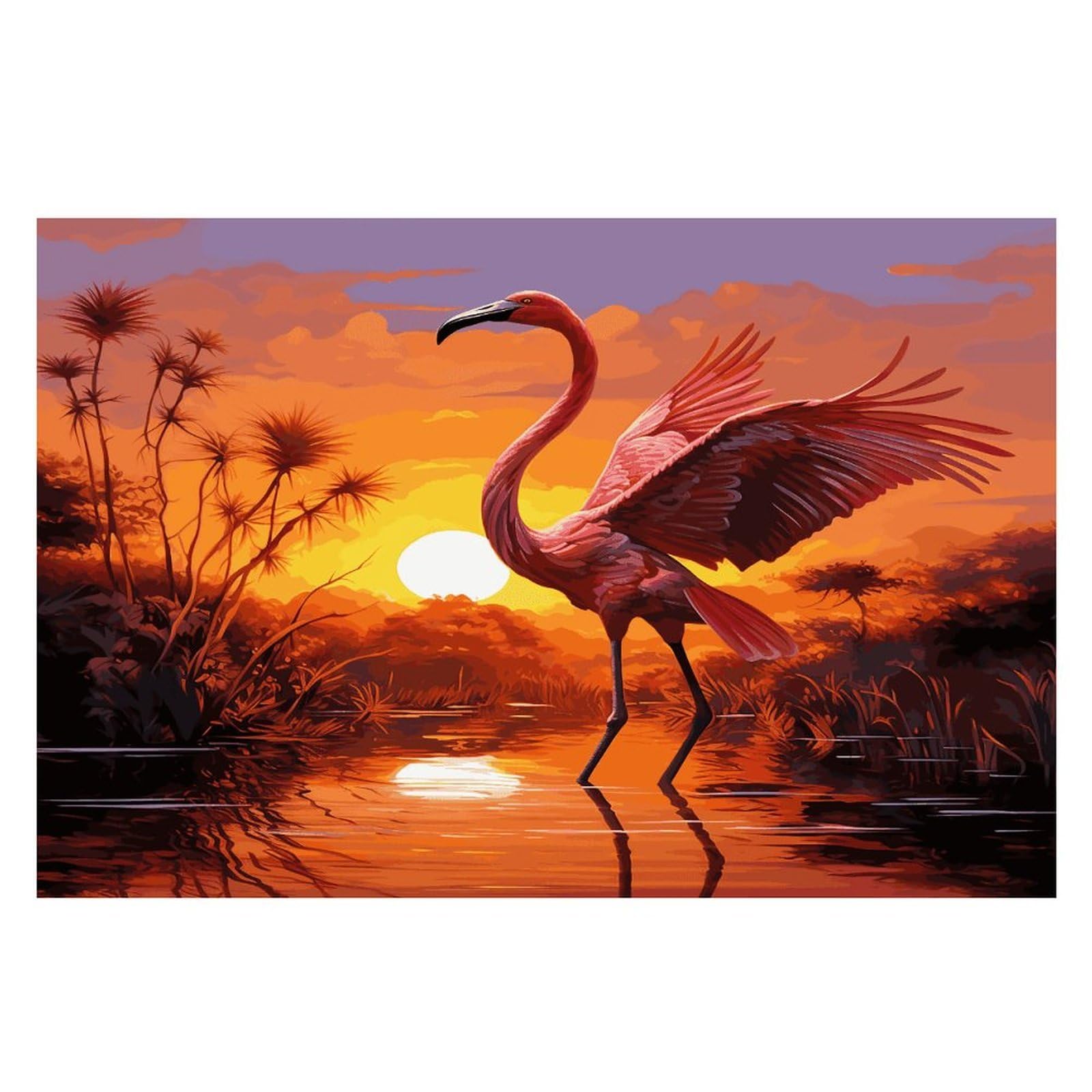 Pink Flamingo Sunset Placemats Wipeable Heat Resistant Table Mats Washable Flax Place Mats Elegant Cloth Non-Slip Placemat for Kitchen Dinning Party Table Decor 12 * 18 in