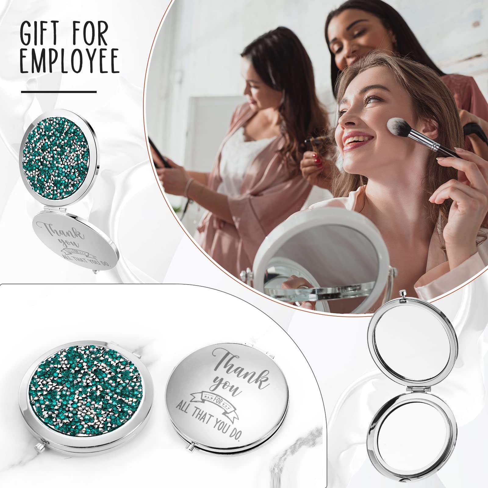Kompakter Make-up-Spiegel Mit 'Thank You' Gravur – Faltbar, Roségold, 65 Mm, Geschenk Für Arzt, Lehrer, Chef