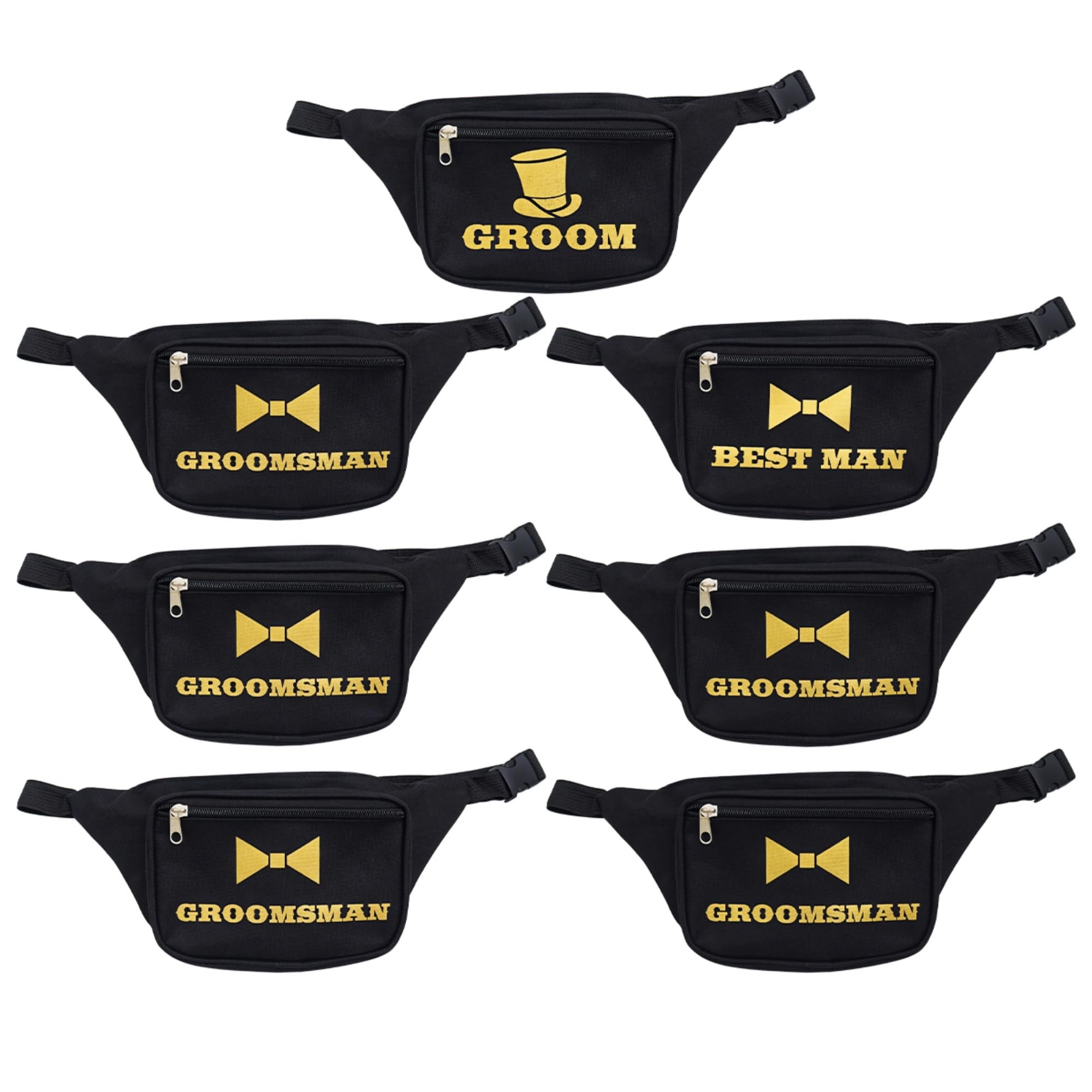 Brosash Bauchtaschen für Junggesellenabschiede, 7-teiliges Set – Bräutigam, Trauzeugen, und 5 Trauzeugen-Hüfttaschen – passende Partygeschenke für Junggesellenabschied, Hochzeitswochenende