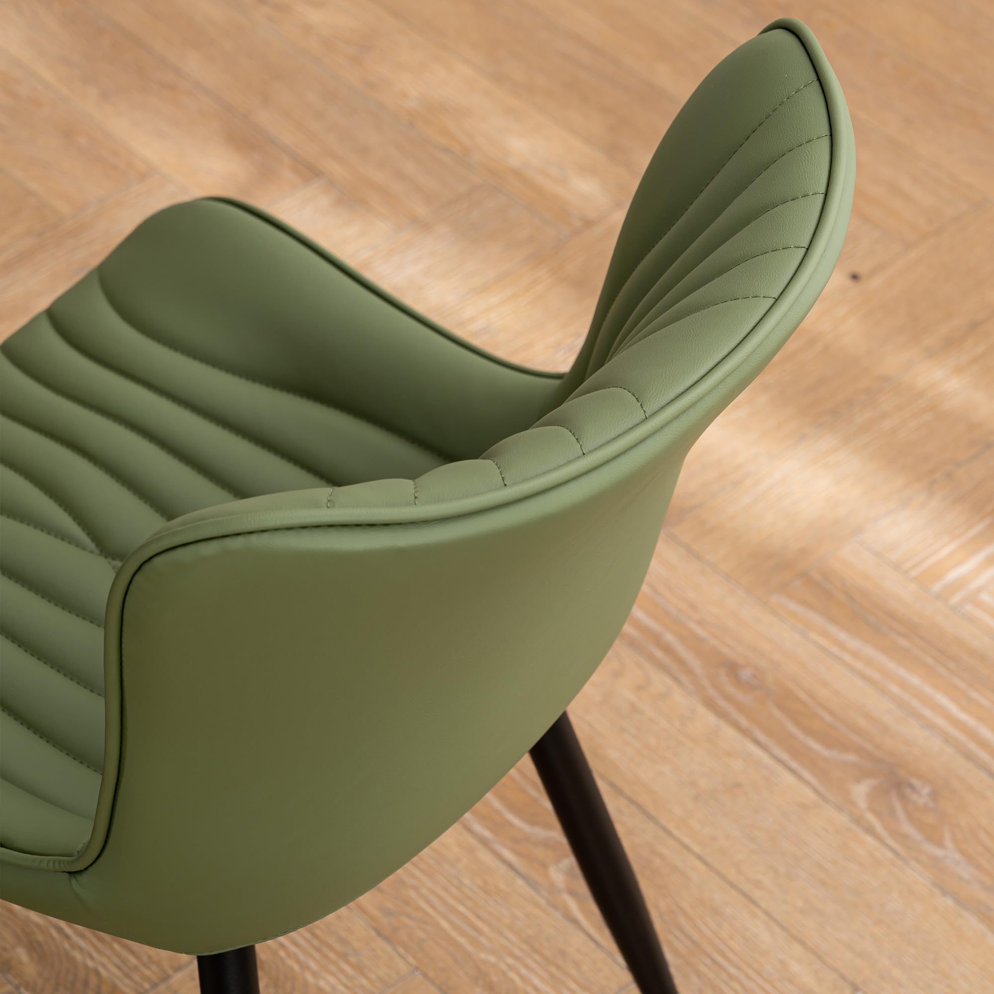 Kidol & Shellder Dining Chairs Set of 2, Modern PU Leather Kitchen Chairs for Dining Room, Uplostered Lounge Leisure Chair with Backrest Metal Legs for Living Room, Bean Green — view 4