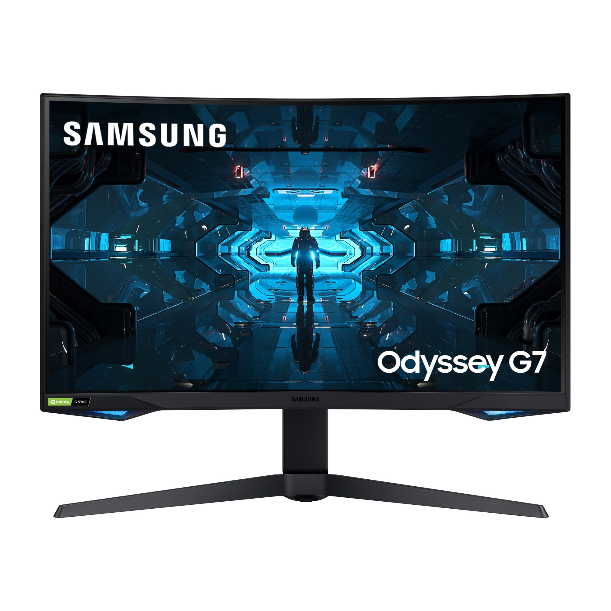 Samsung Schermo PC Odyssey G73T 27'' 240Hz, 1ms , lastra VA, risoluzione WQHD 2560x1440, 2500:1, curvo 1000R, 350 cd/m², FreeSyncPremium Pro, GSYNC compatibile con supporto regolabile, USB,