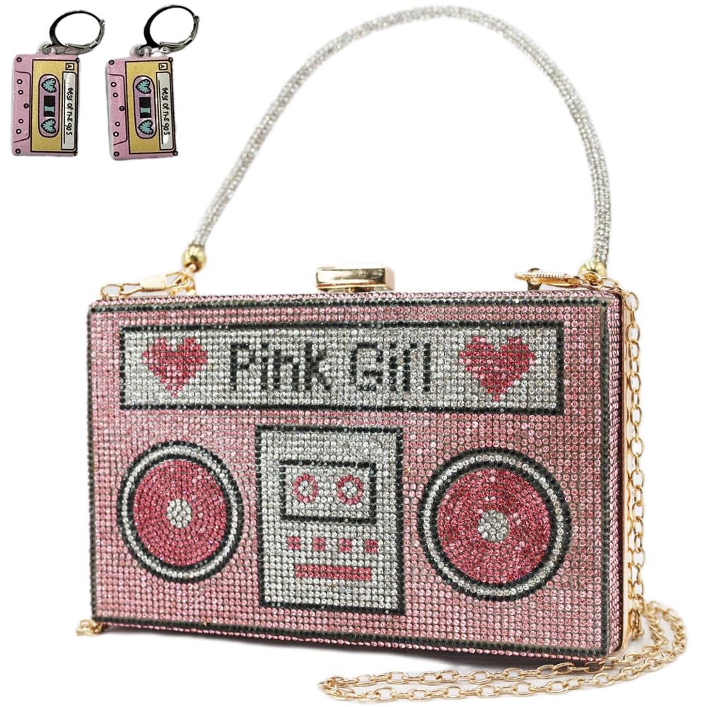 pearl&she Diamond Women Evening Handbags Purse Minaudiere Clutch Bag,Stack of Cash Dollars Crystal Clutch Purses