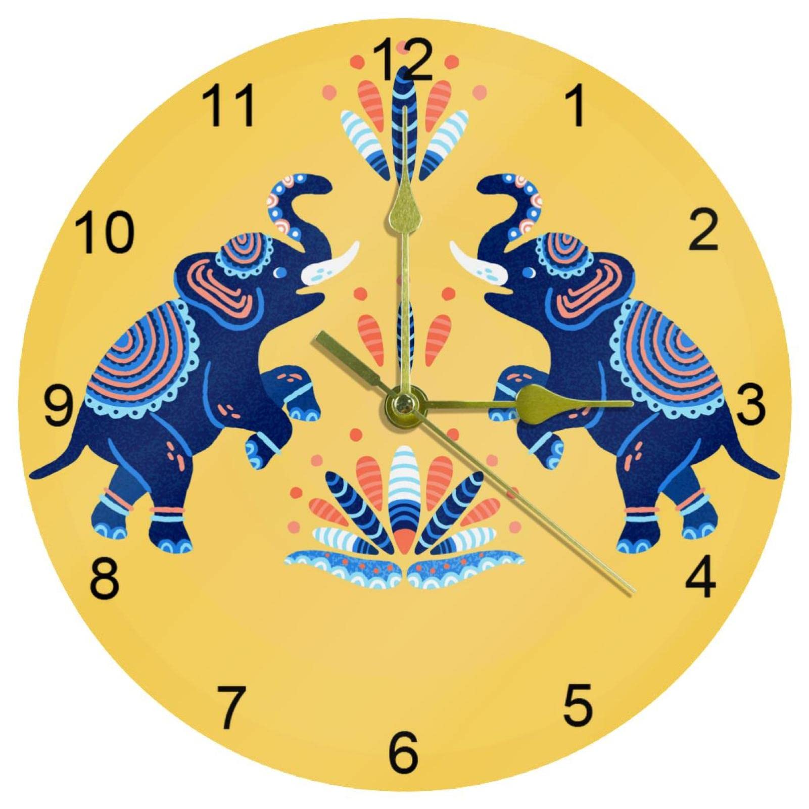 Horloge murale silencieuse jaune pour cuisine et salon