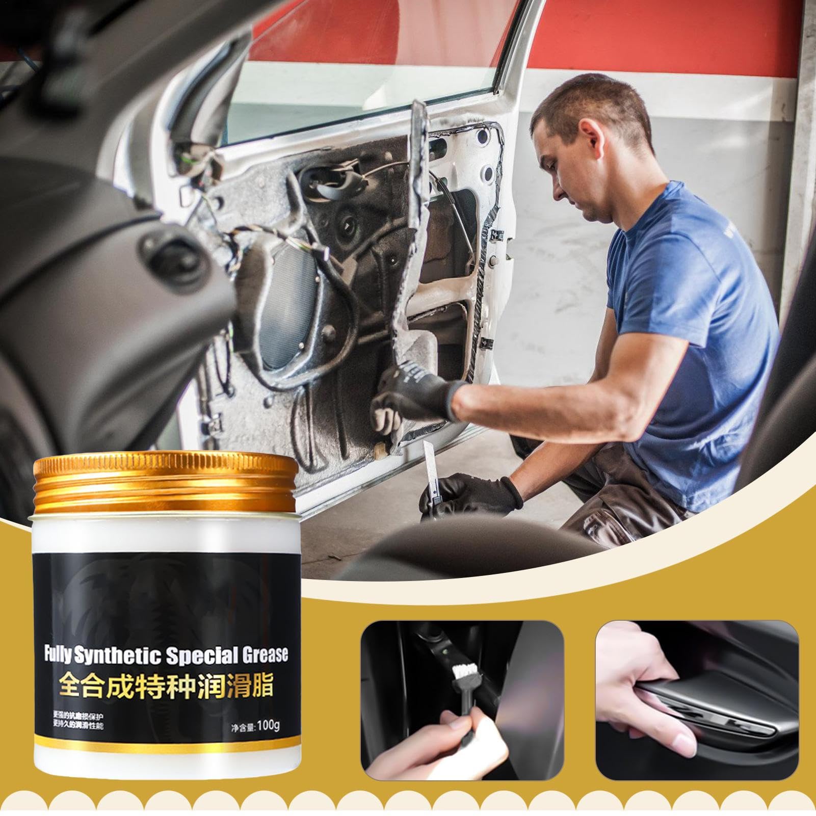 Grasa Automotriz - Grasa Para Puertas De Garaje En Carriles - Accesorios de Mantenimiento Automotriz Resistente al Agua para Reparaciones Domésticas y Tracks Corredizas