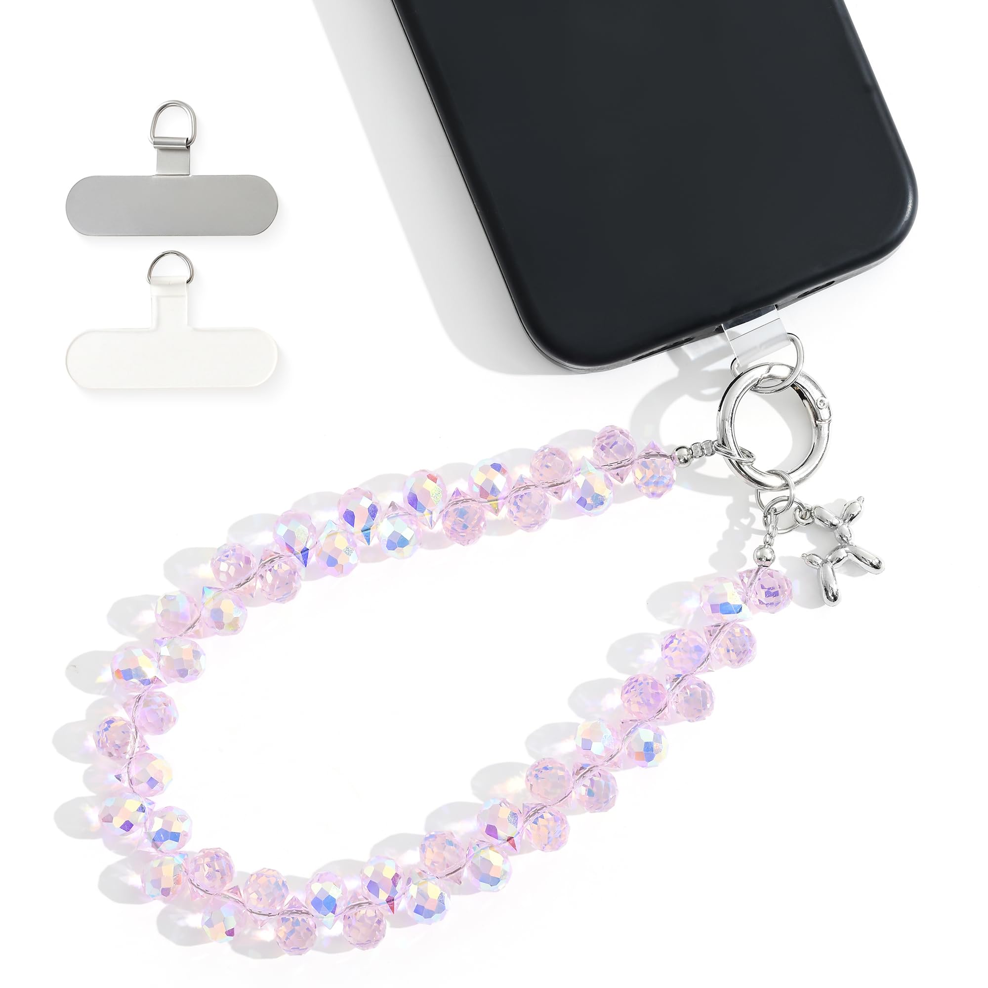 richginker Crystal Phone Wrist Strap Phone Charm Chain Keychain